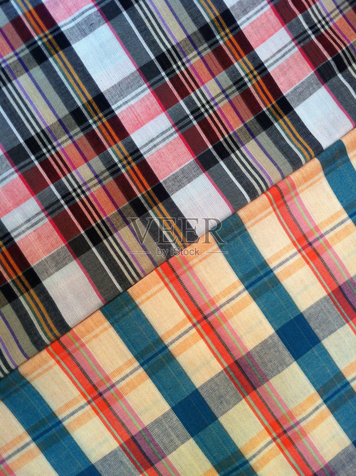 格子棉布,彩色的背景和抽象的纹理照片摄影图片