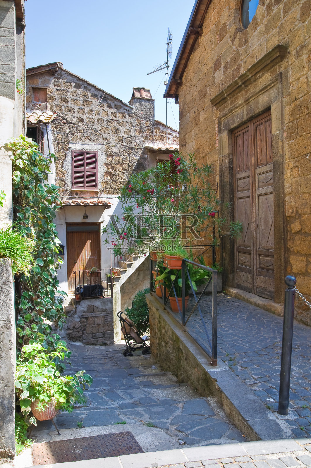 Alleyway。Capranica。拉齐奥。意大利。照片摄影图片