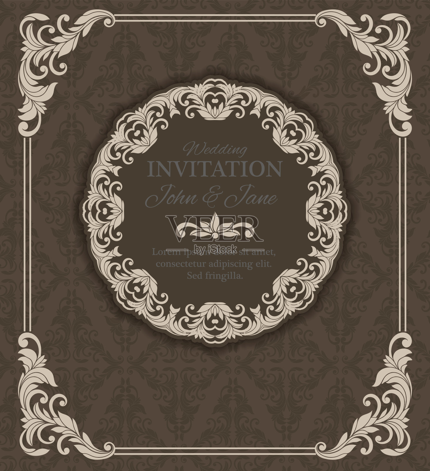 复古的邀请边界和框架模板设计模板素材