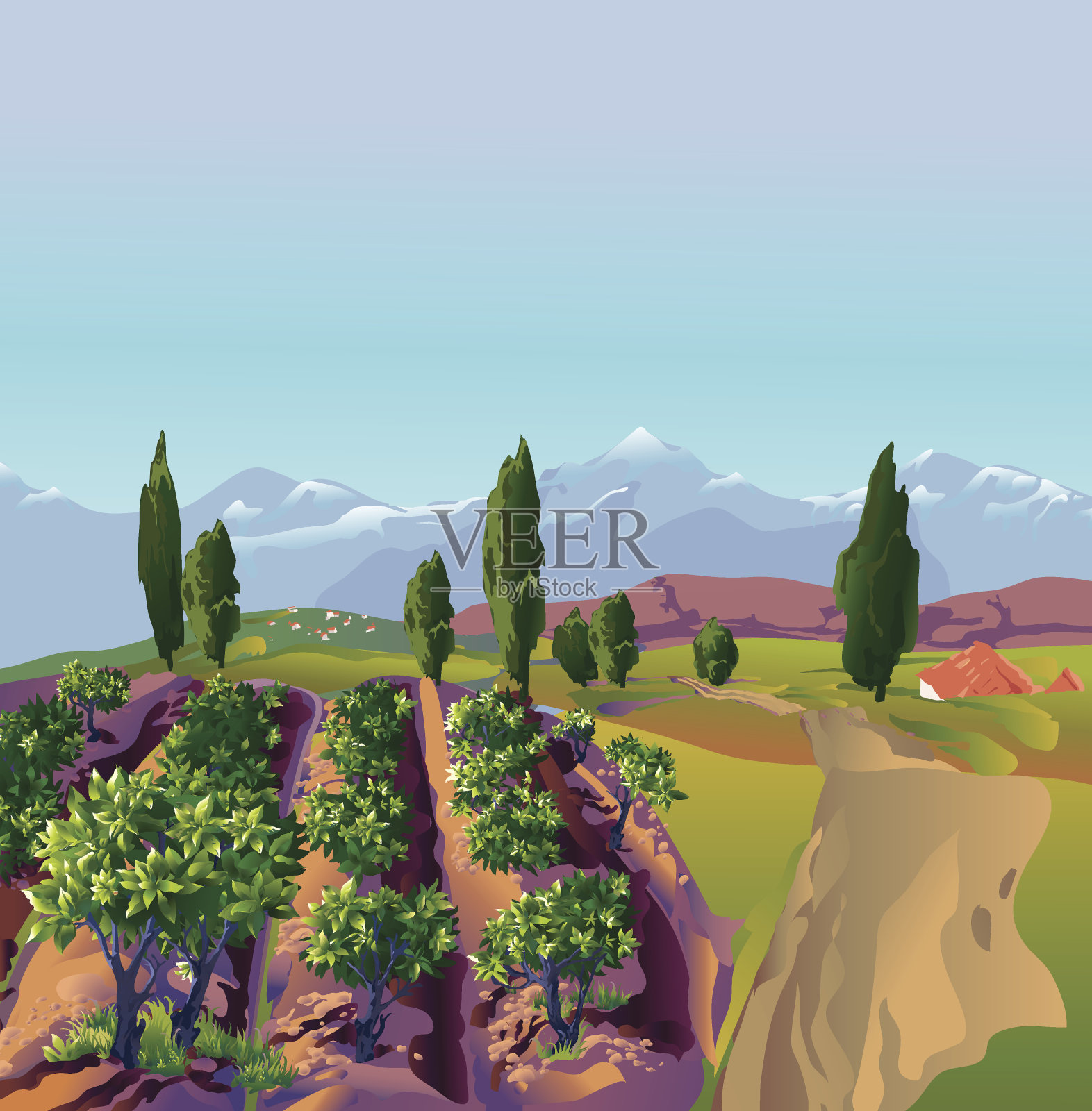 种植园,山插画图片素材