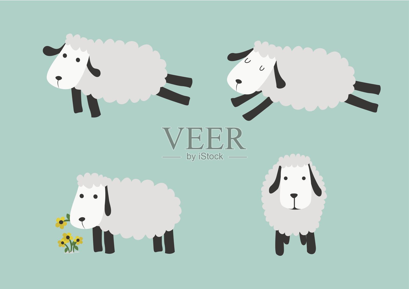 跳羊插画图片素材