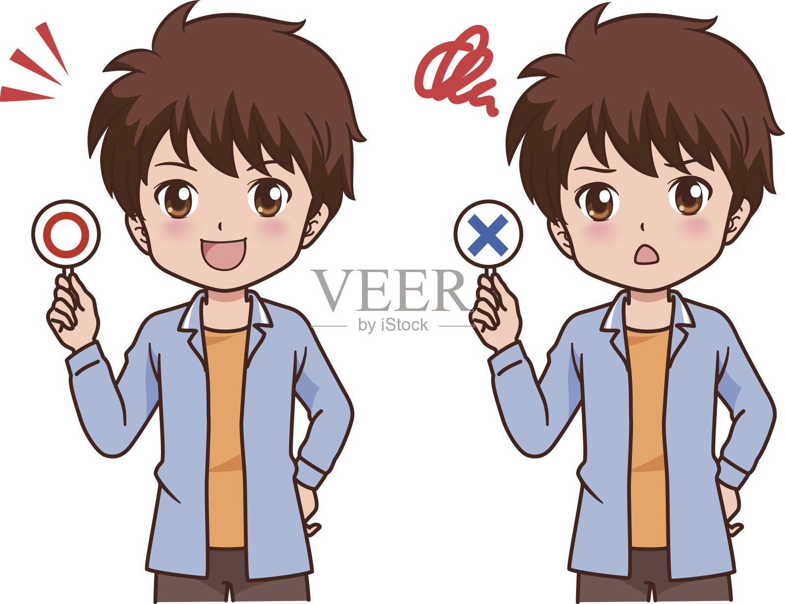 拿着放大镜的男孩设计元素图片