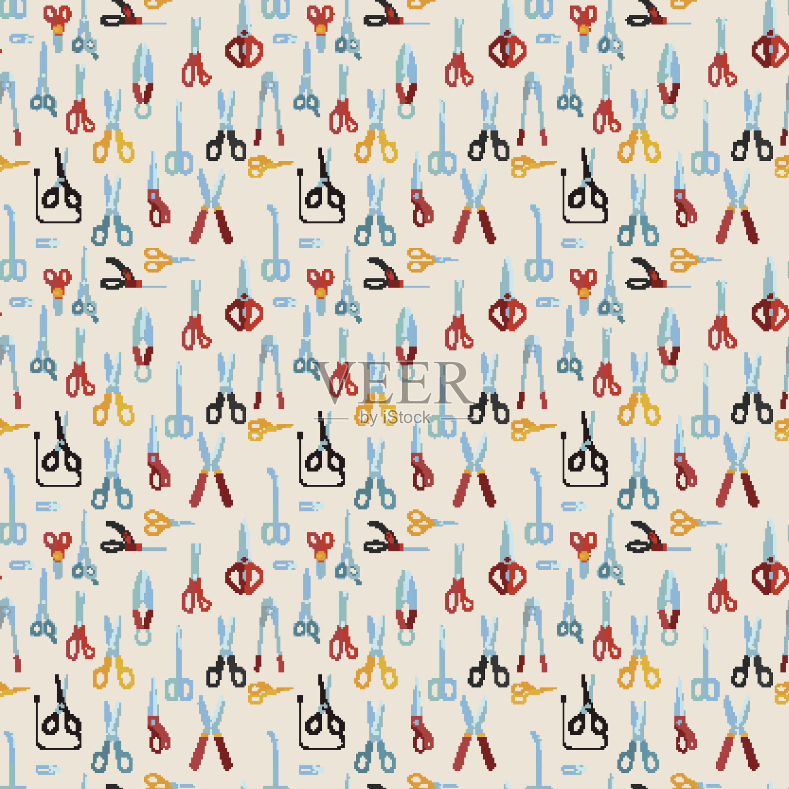 剪刀矢量无缝模式插画图片素材