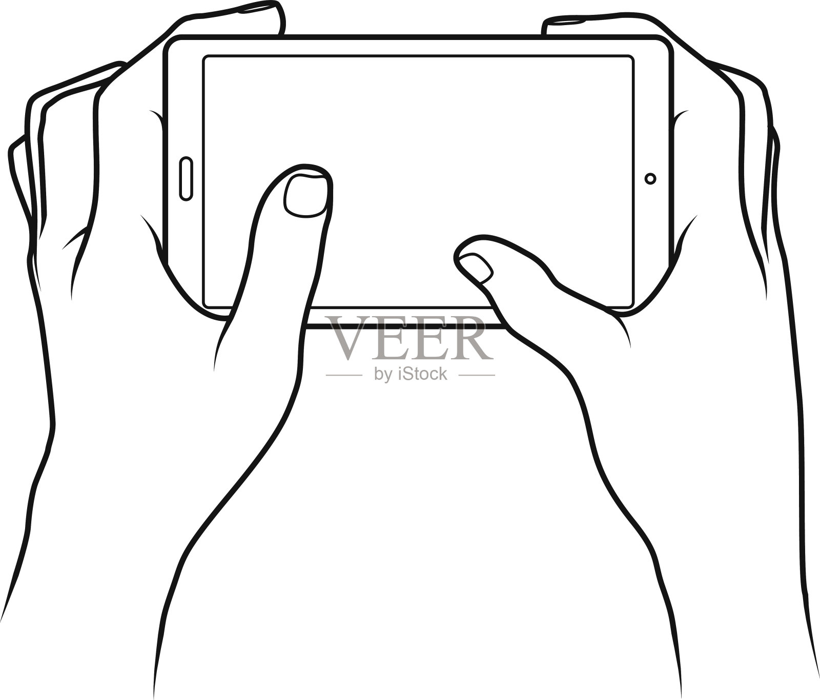 手和手机/平板电脑插画图片素材