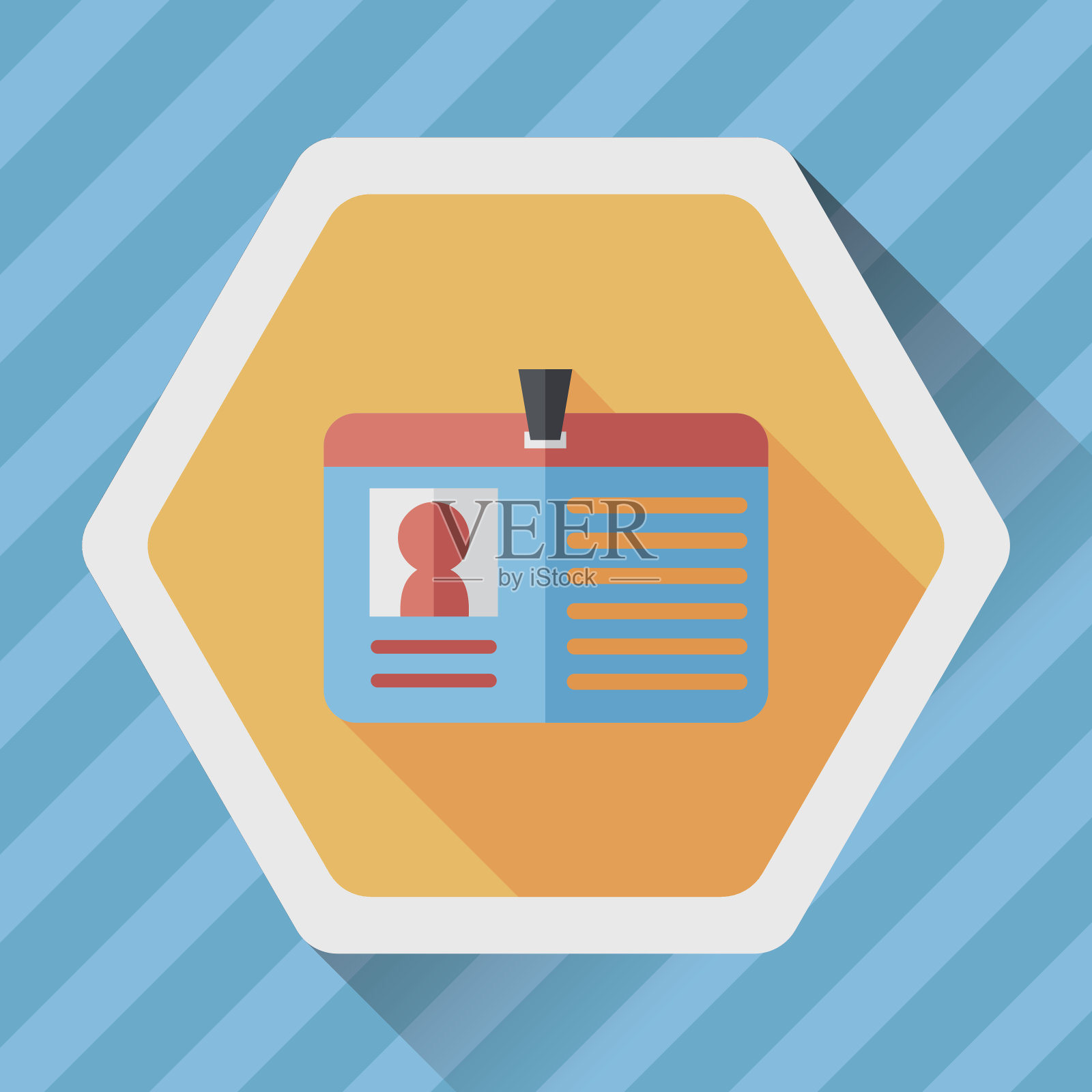 标识牌平面图标与长影子插画图片素材