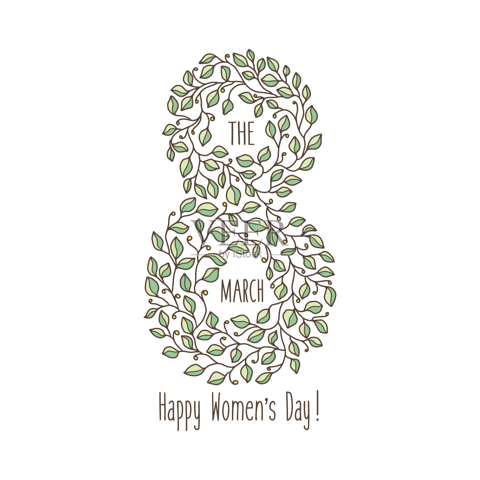 3月8日手绘贺卡。向量的插图。插画图片素材