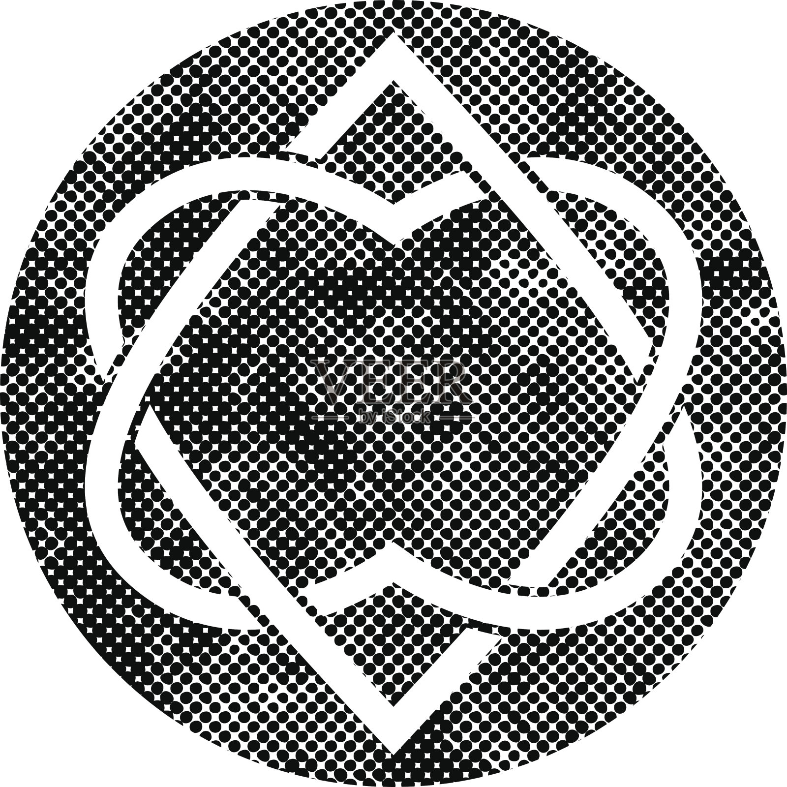 两个心形连接矢量符号与像素打印半色调点插画图片素材