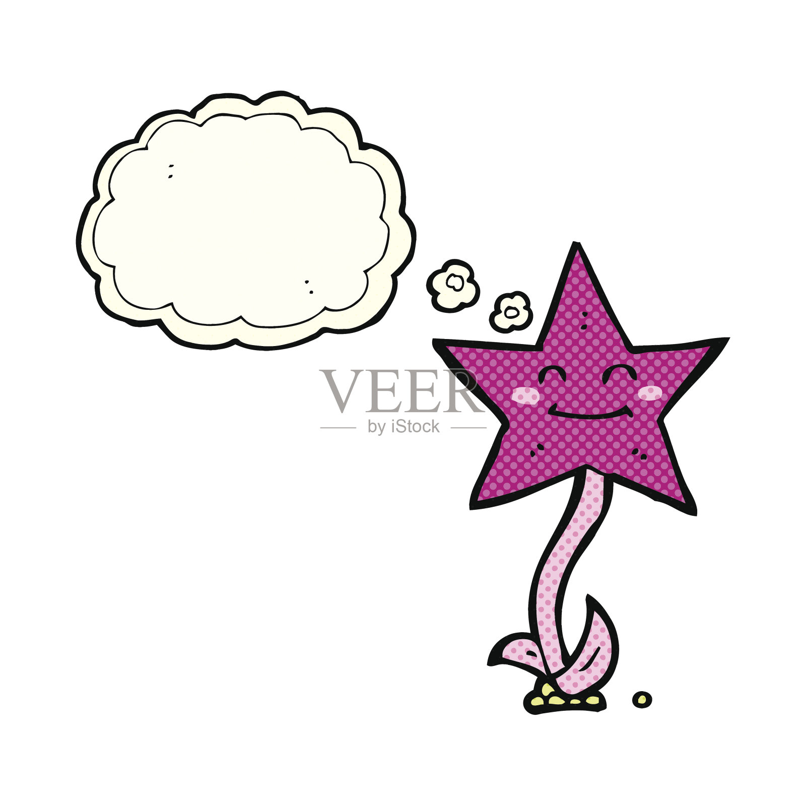 卡通明星花带着思想泡泡插画图片素材