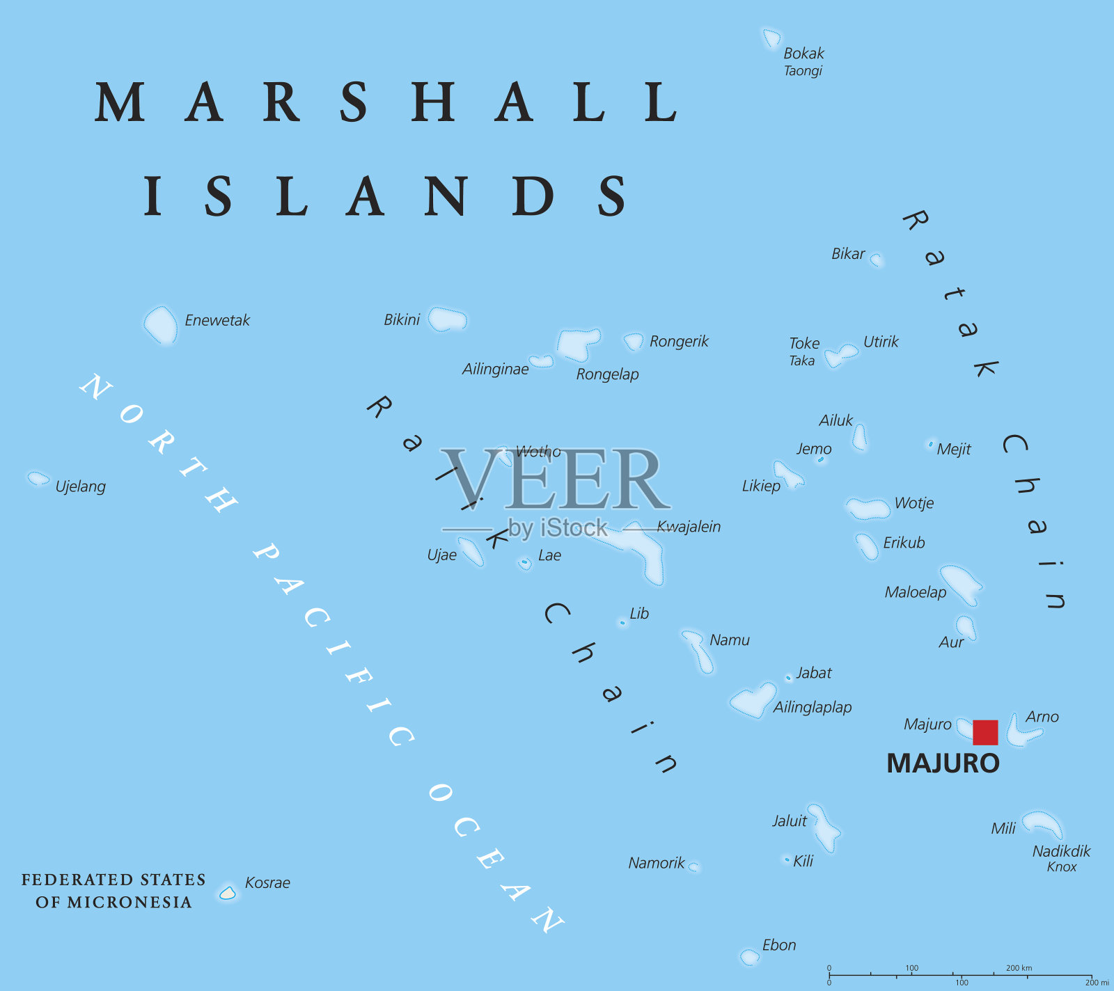 马绍尔群岛政治地图插画图片素材