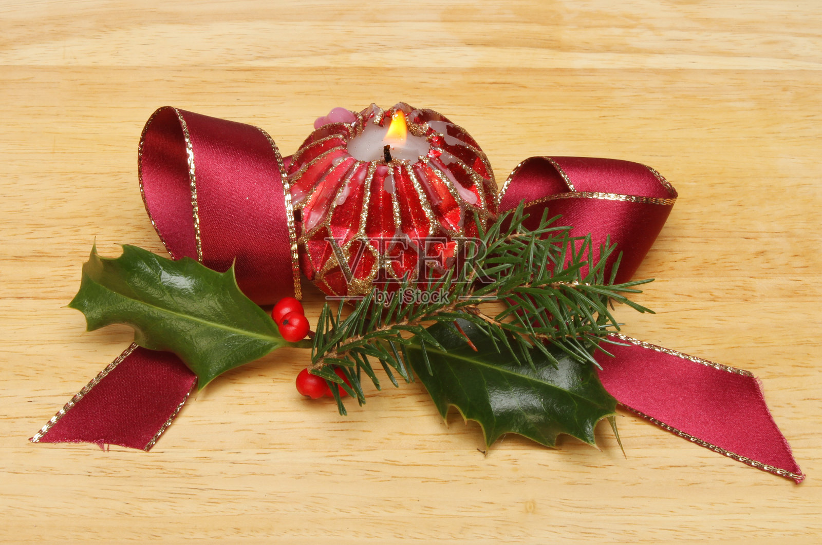 圣诞蜡烛装饰照片摄影图片