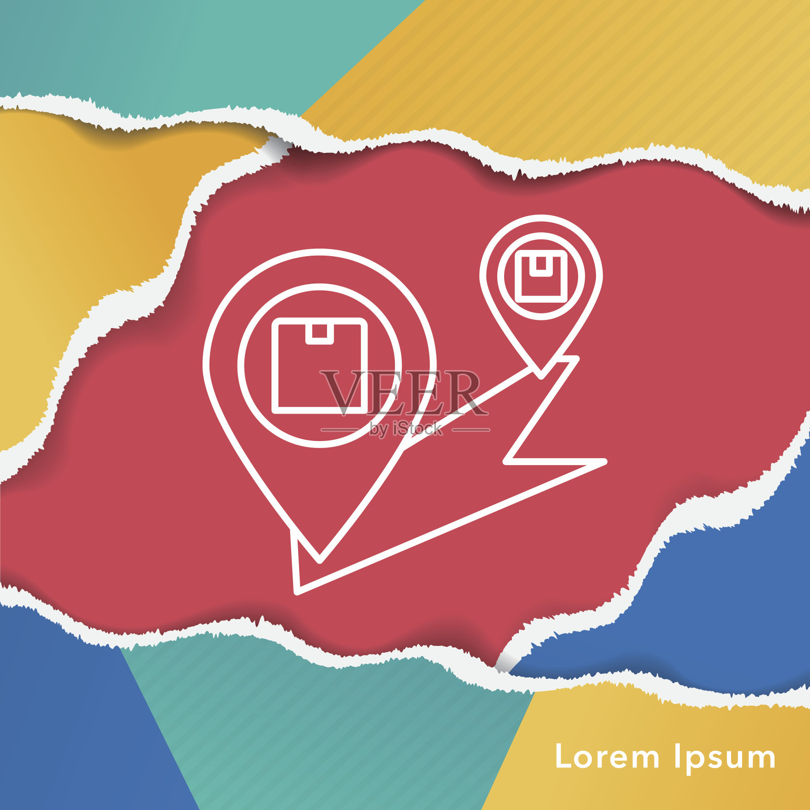 物流货运地图线图标插画图片素材