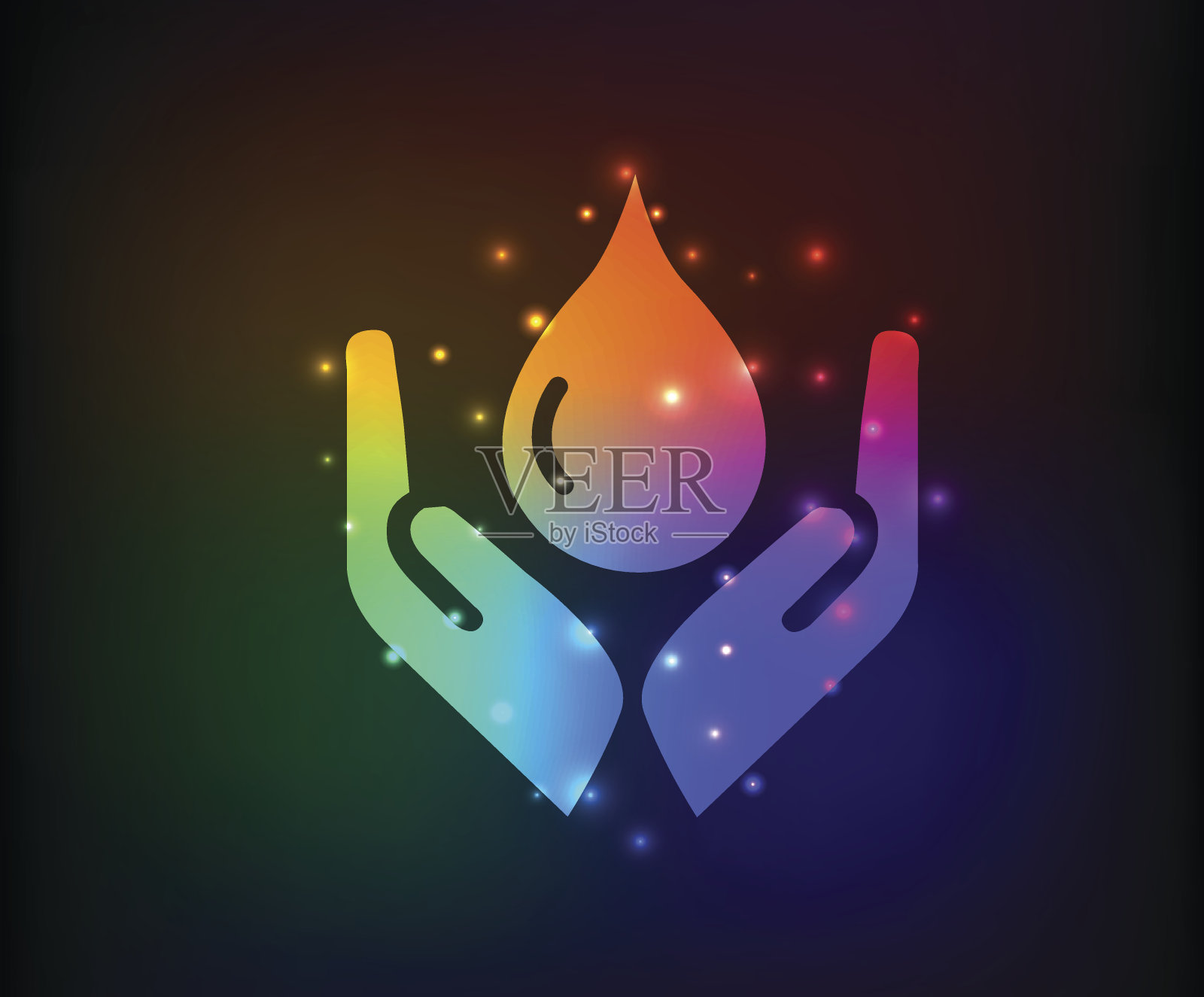 节约用水的象征,彩虹向量插画图片素材