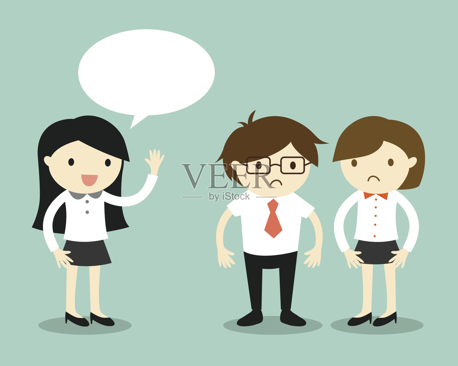 商业女性交谈,但她的同事感到尴尬。插画图片素材