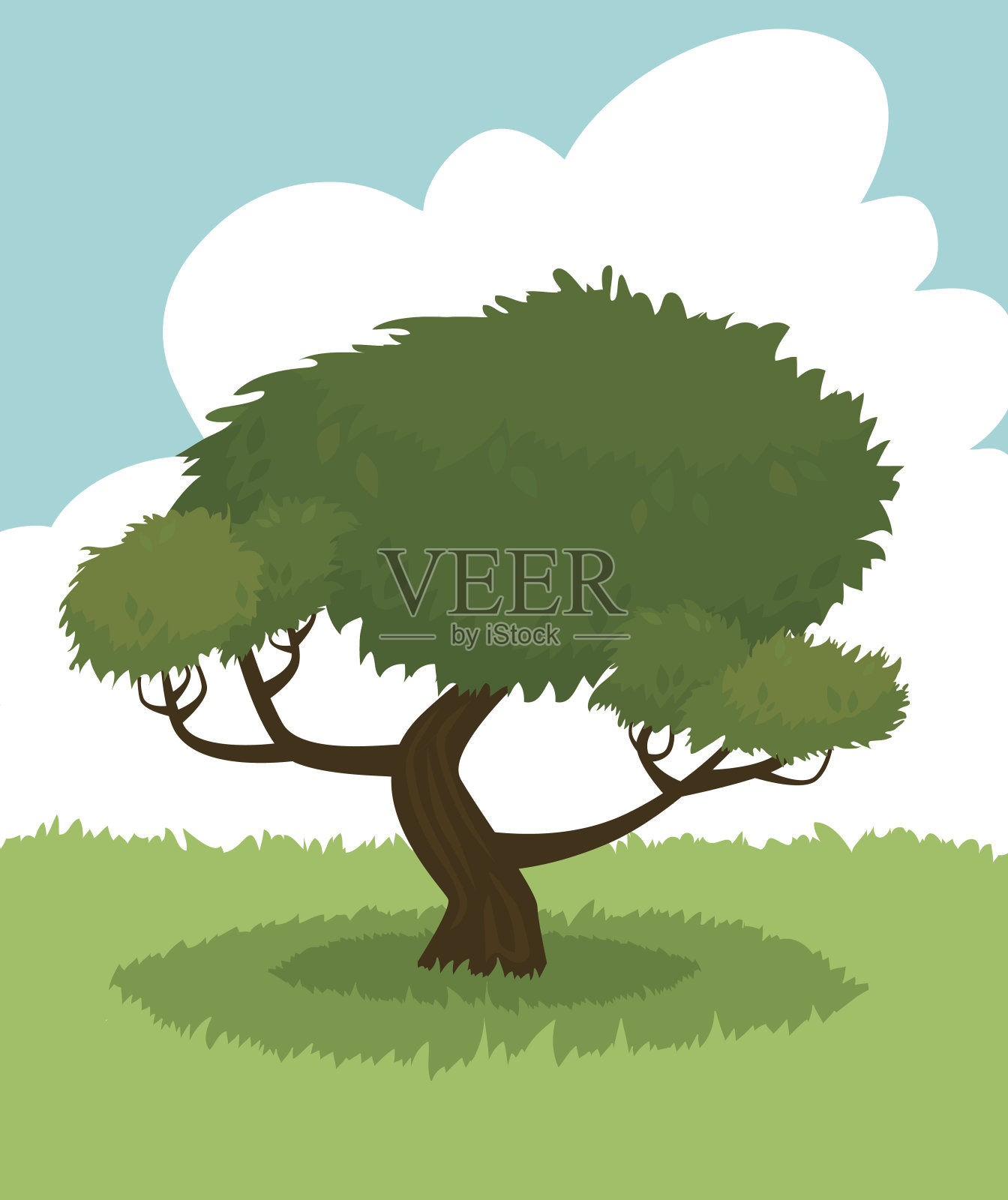 树上的房子。矢量平面插图。插画图片素材