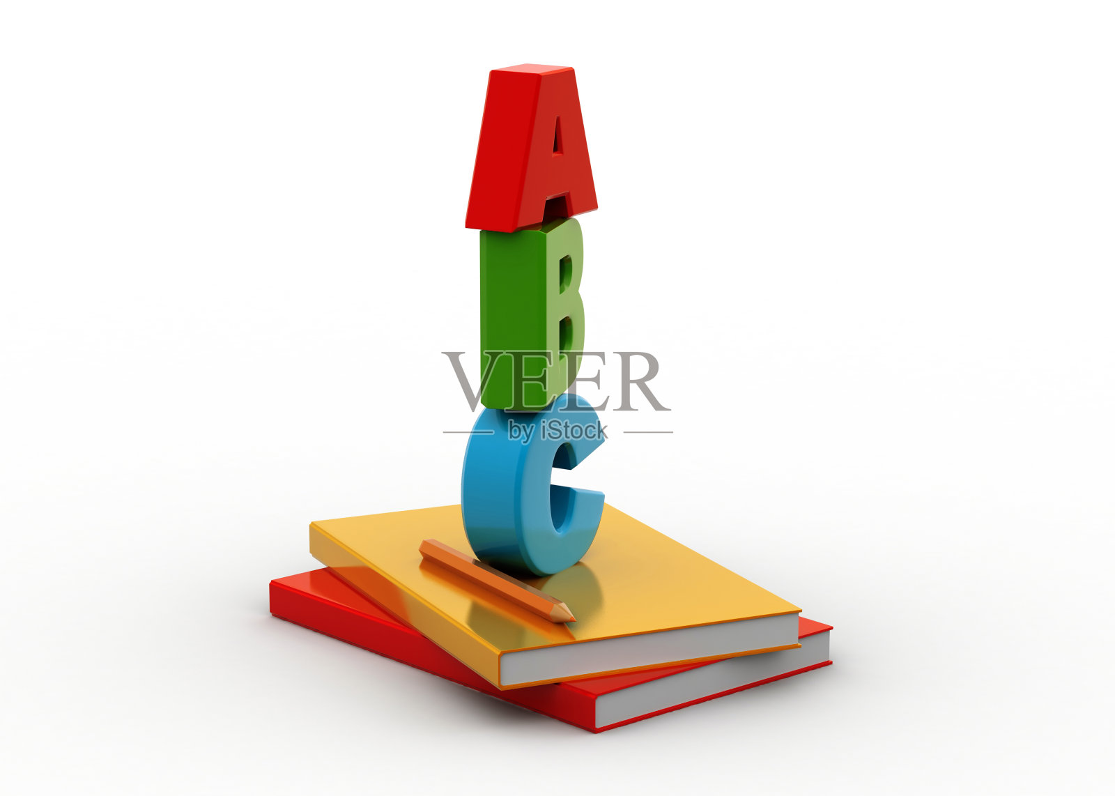 用书和铅笔写彩色字母照片摄影图片