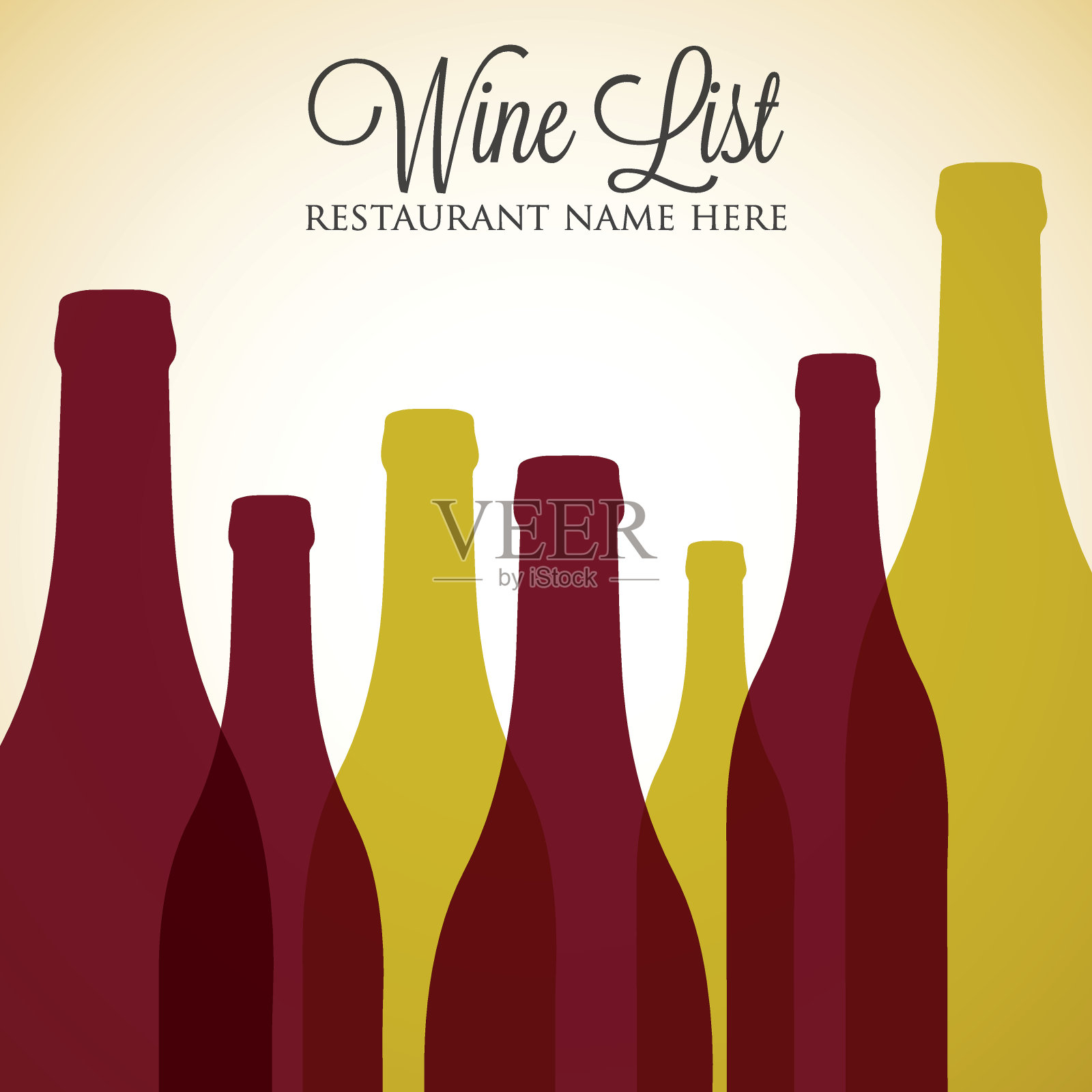 红和白葡萄酒的菜单封面矢量格式。插画图片素材