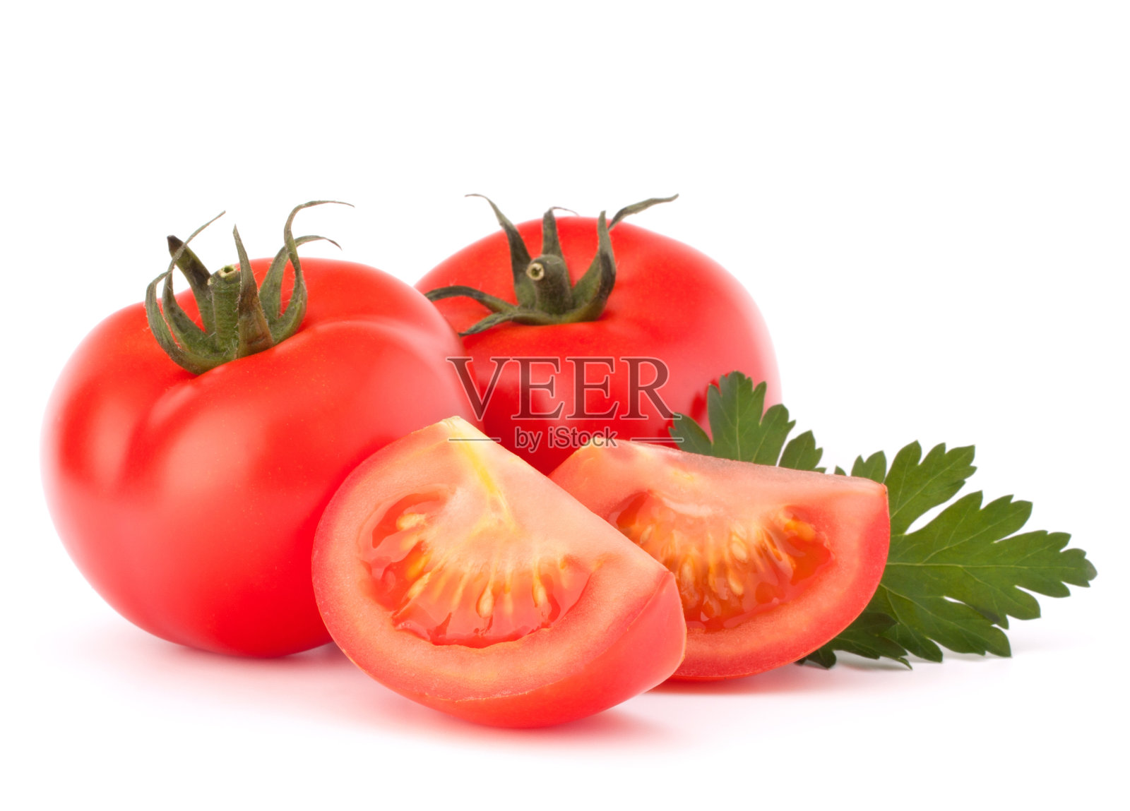 番茄蔬菜和欧芹叶的静物照片摄影图片