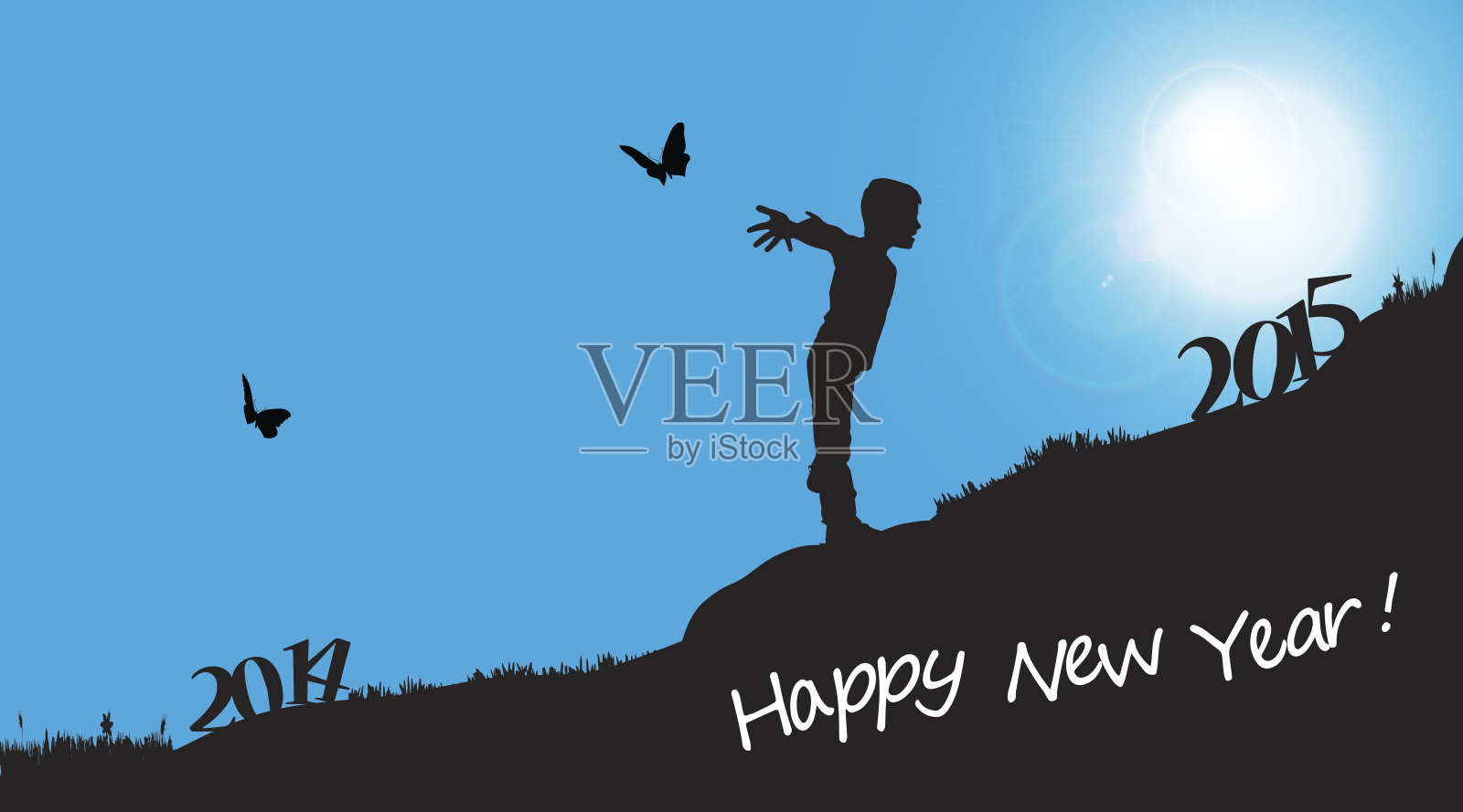 矢量剪影的男孩。插画图片素材