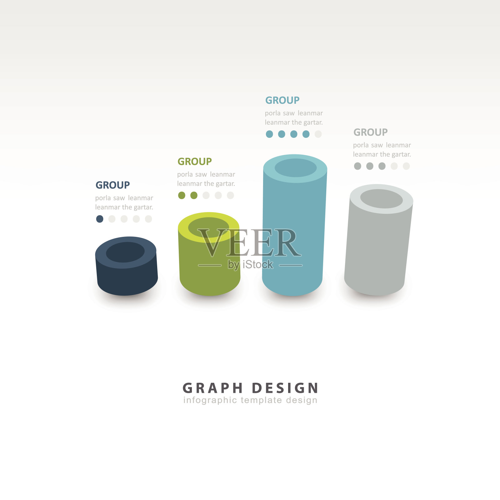 矢量圆柱信息图3d图形模板4色设计模板素材