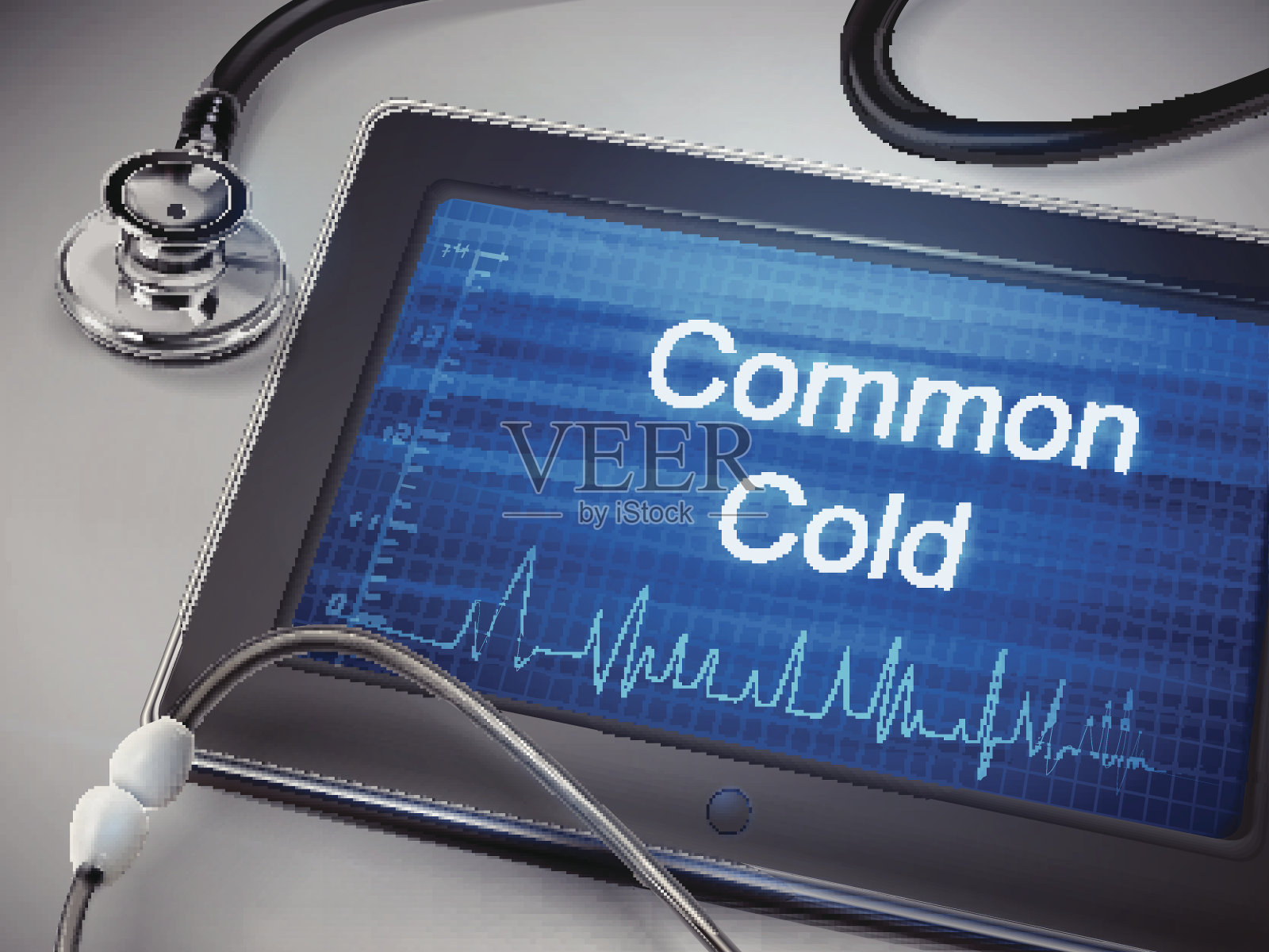 普通冷词显示在平板上插画图片素材