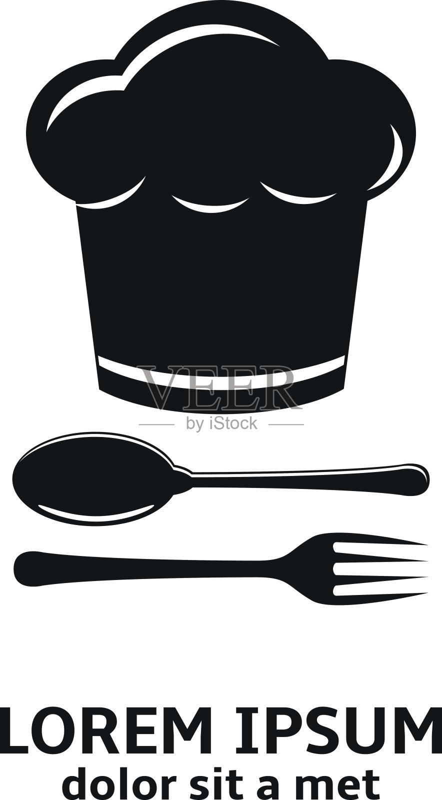 厨师帽与餐具图标插画图片素材