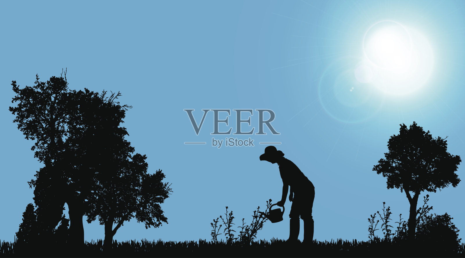 向量剪影的园丁。插画图片素材