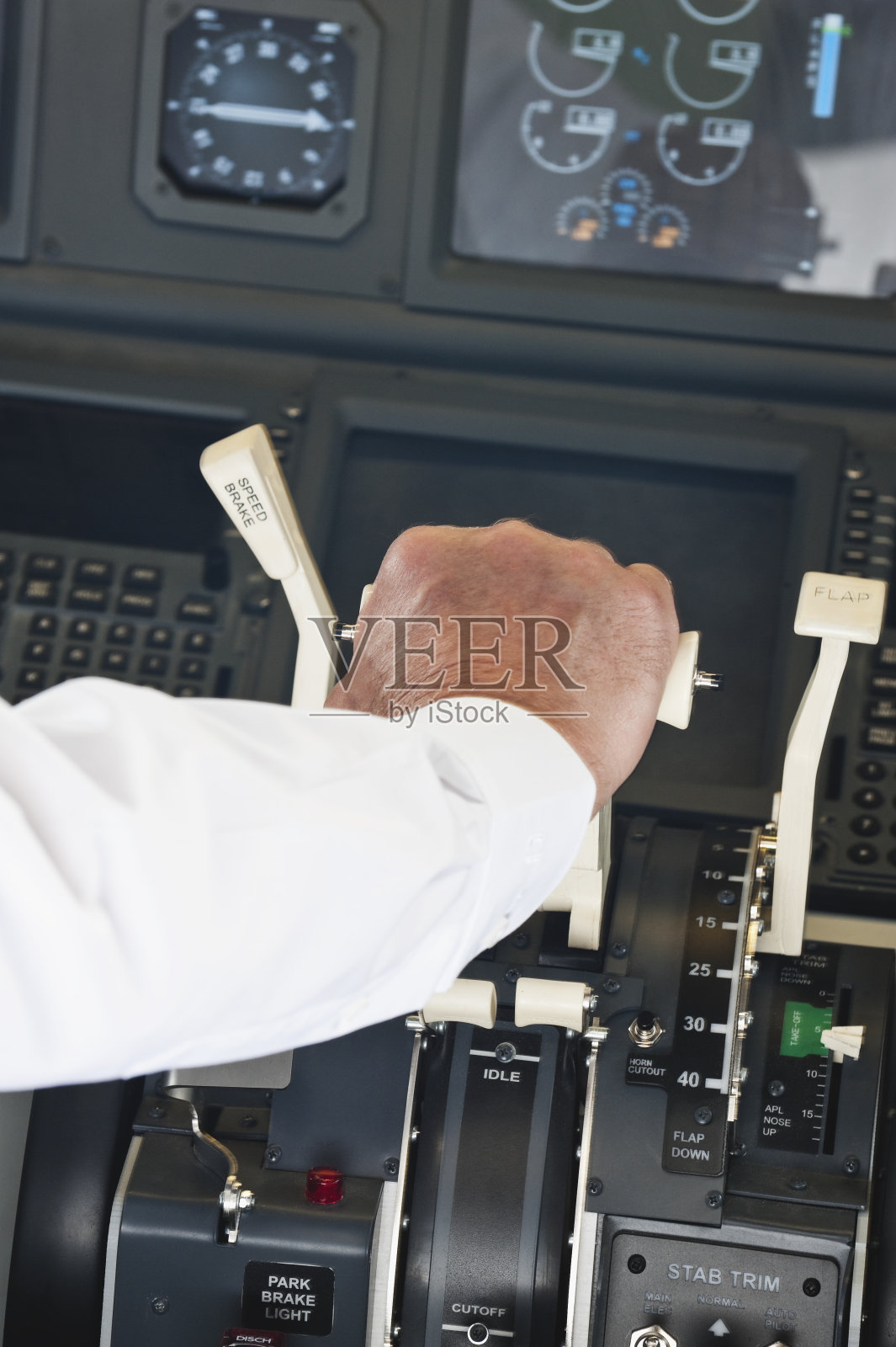 驾驶员驾驶舱内转向开关推力杆照片摄影图片