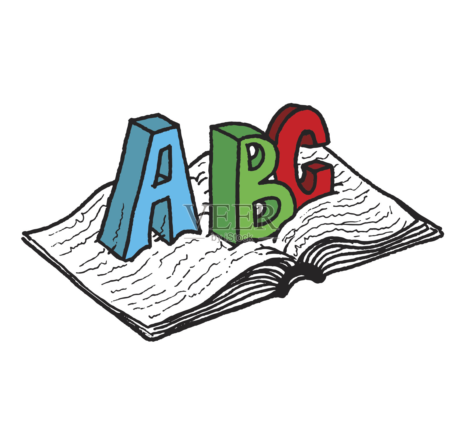 书与ABC出来,手绘插画图片素材