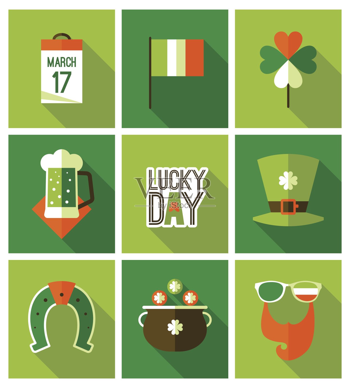 圣帕特里克节图标集设计模板素材