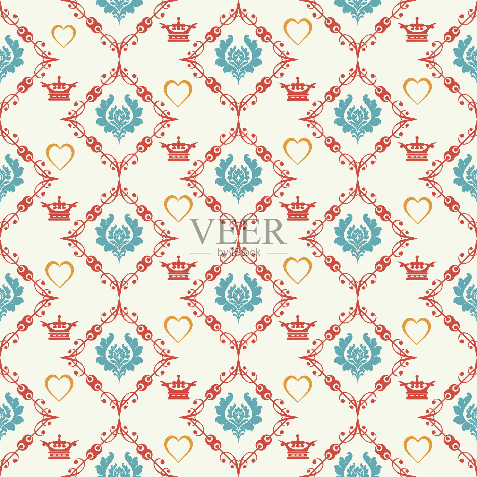 复古风格墙纸无缝图案。插画图片素材