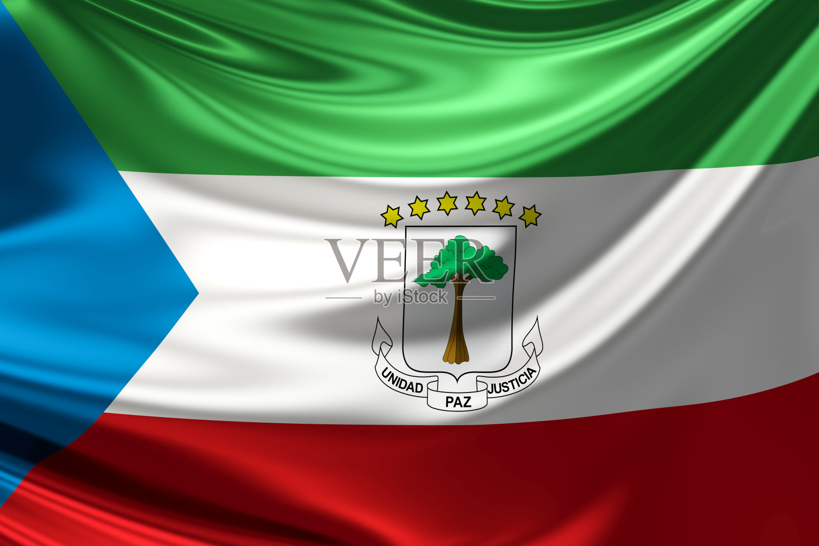 赤道几内亚国旗。3d插图照片摄影图片