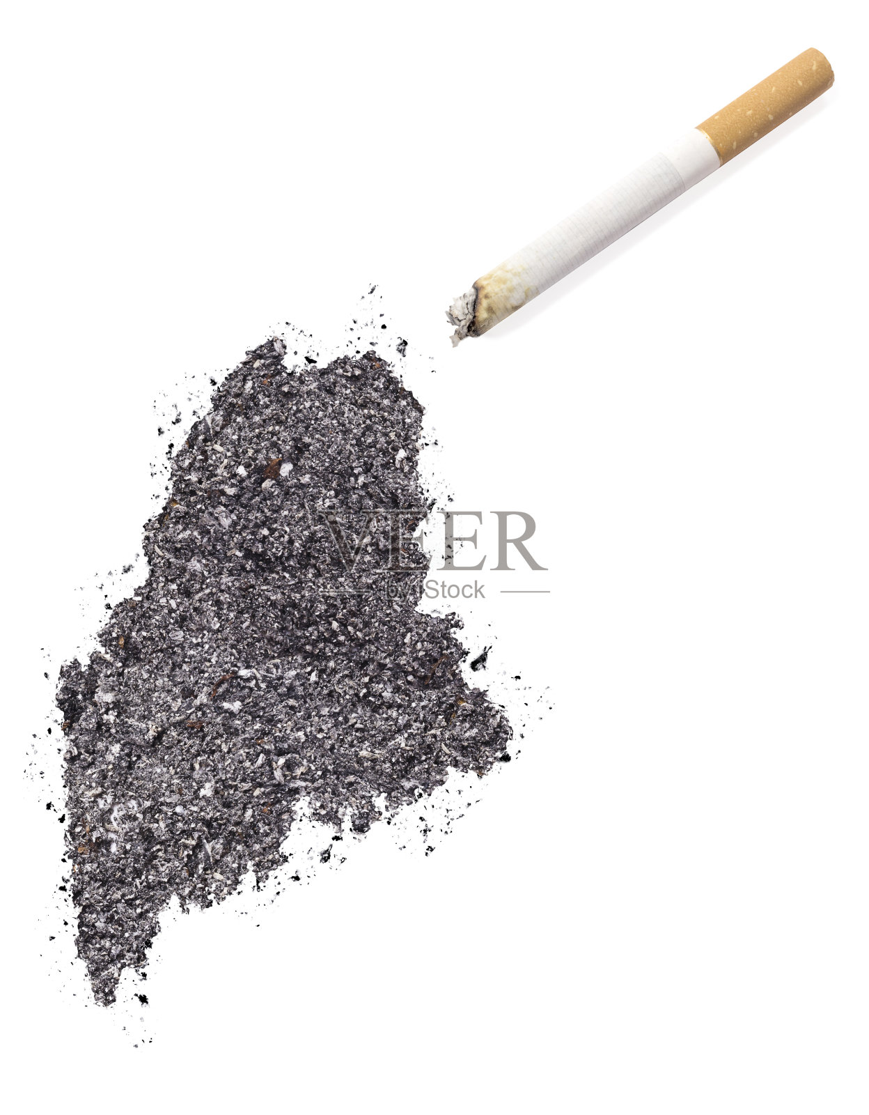 烟灰形状的缅因州和香烟。(系列)照片摄影图片