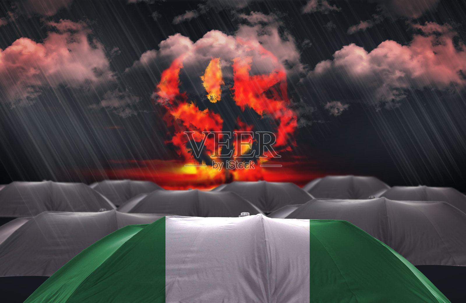 保护伞与尼日尔国旗-钱的战争背景照片摄影图片