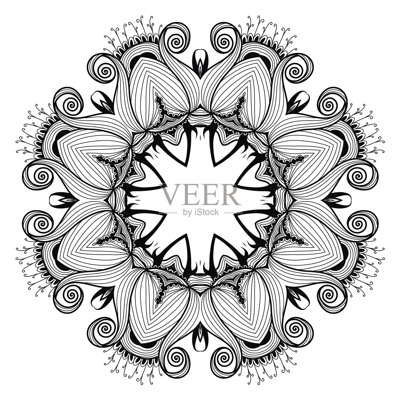 装饰性的圆形花边图案就像曼陀罗插画图片素材