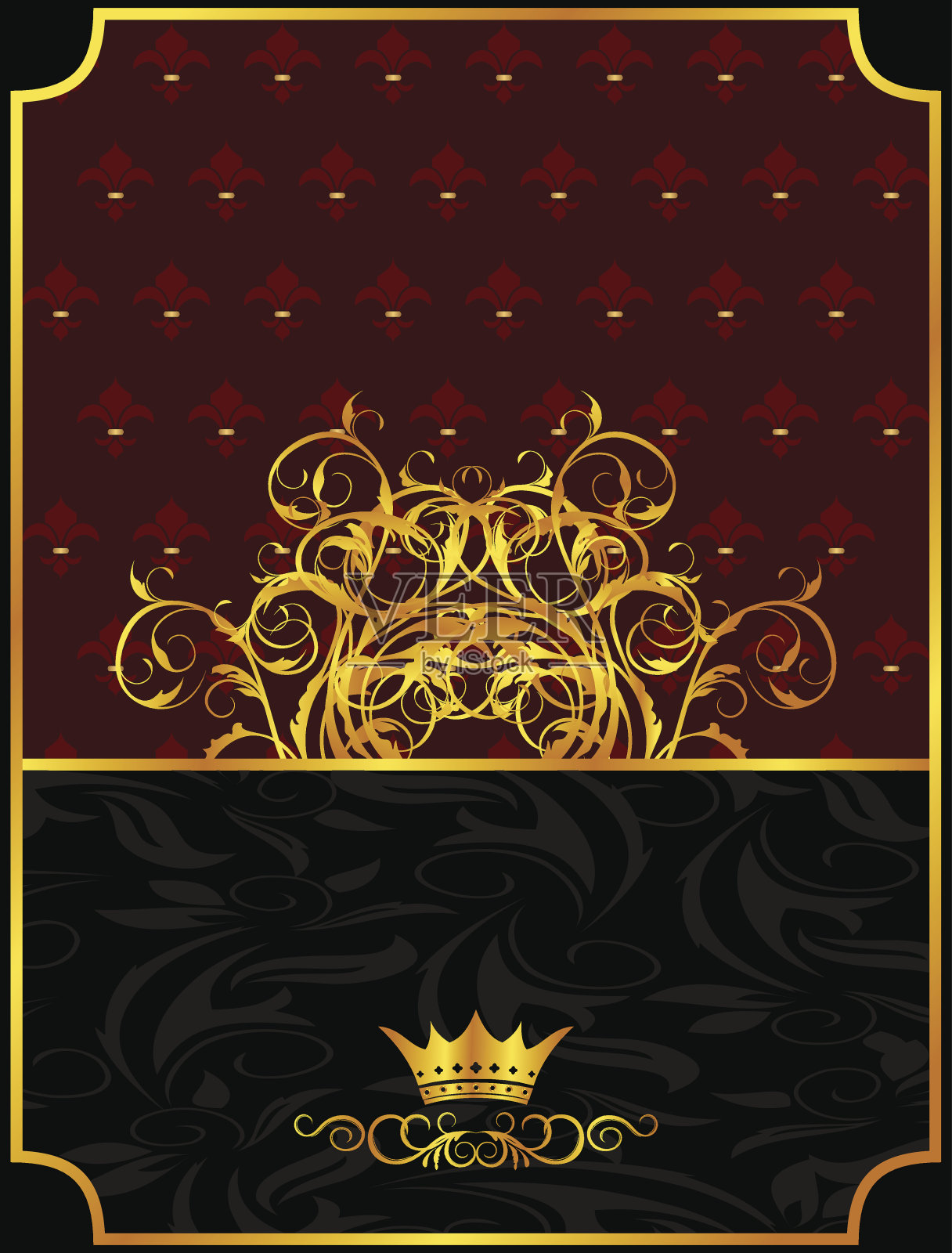 带皇冠的复古背景插画图片素材