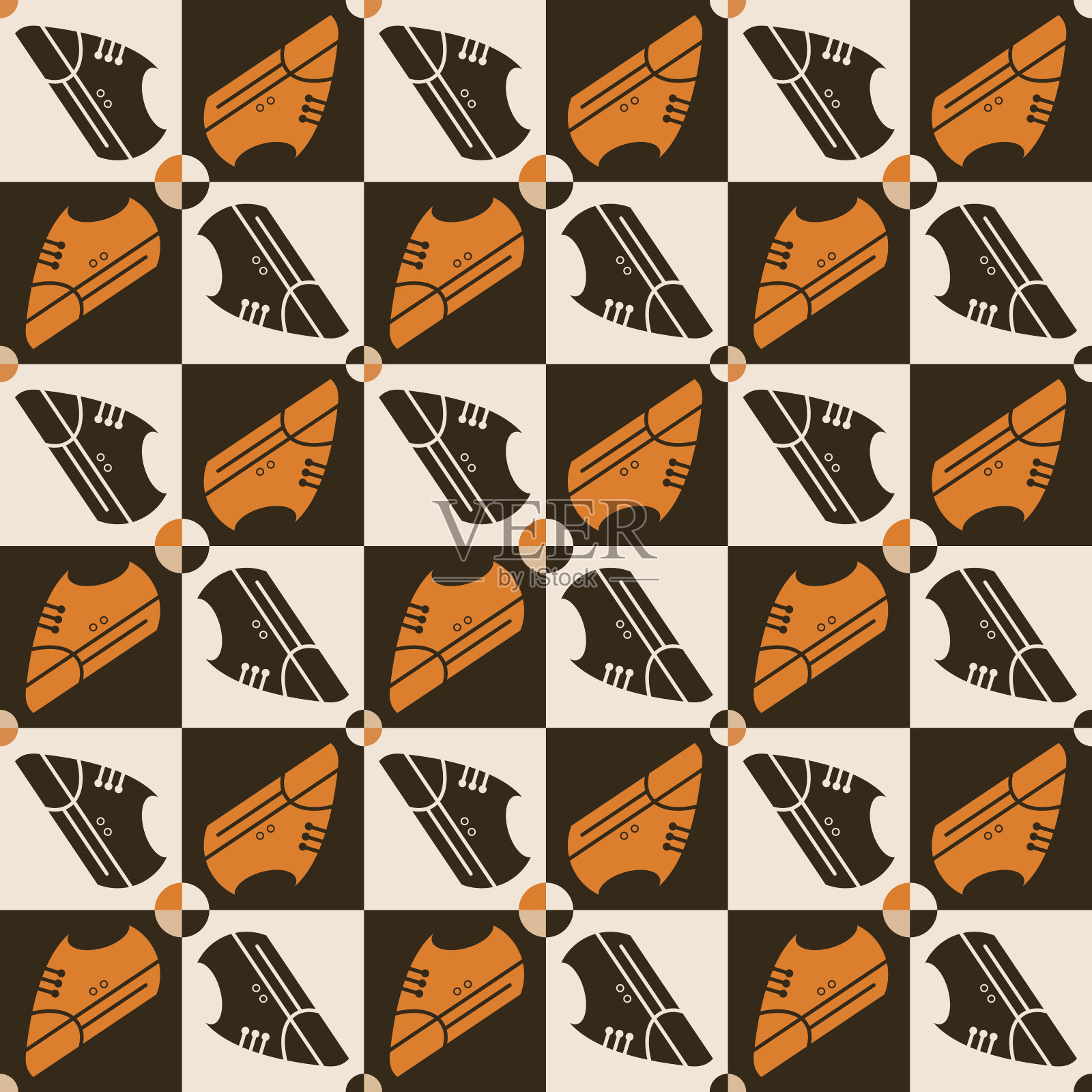 棋牌无缝图案与鞋廓相结合,矢量化插画图片素材