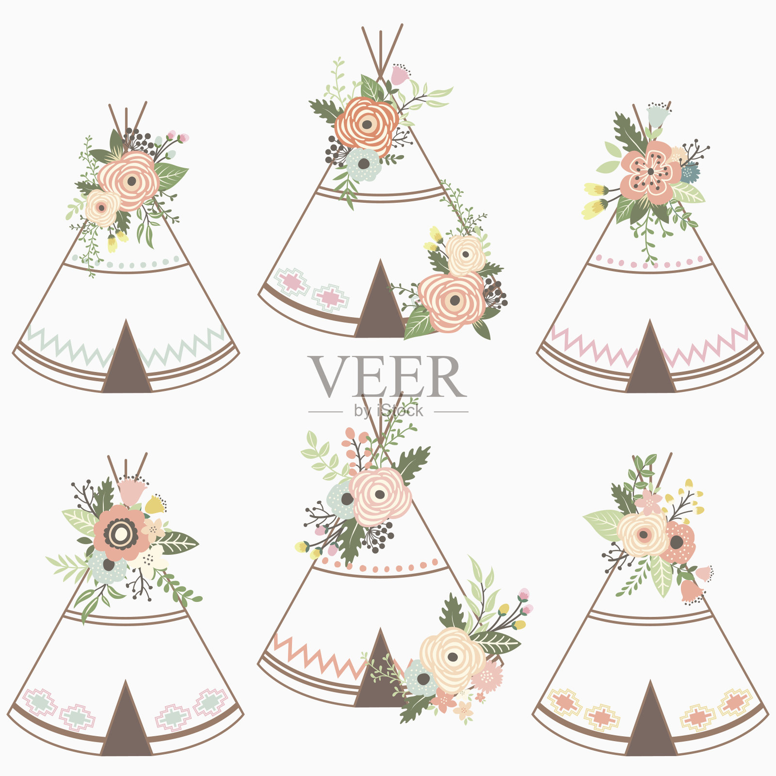 花帐篷收集-插图插画图片素材