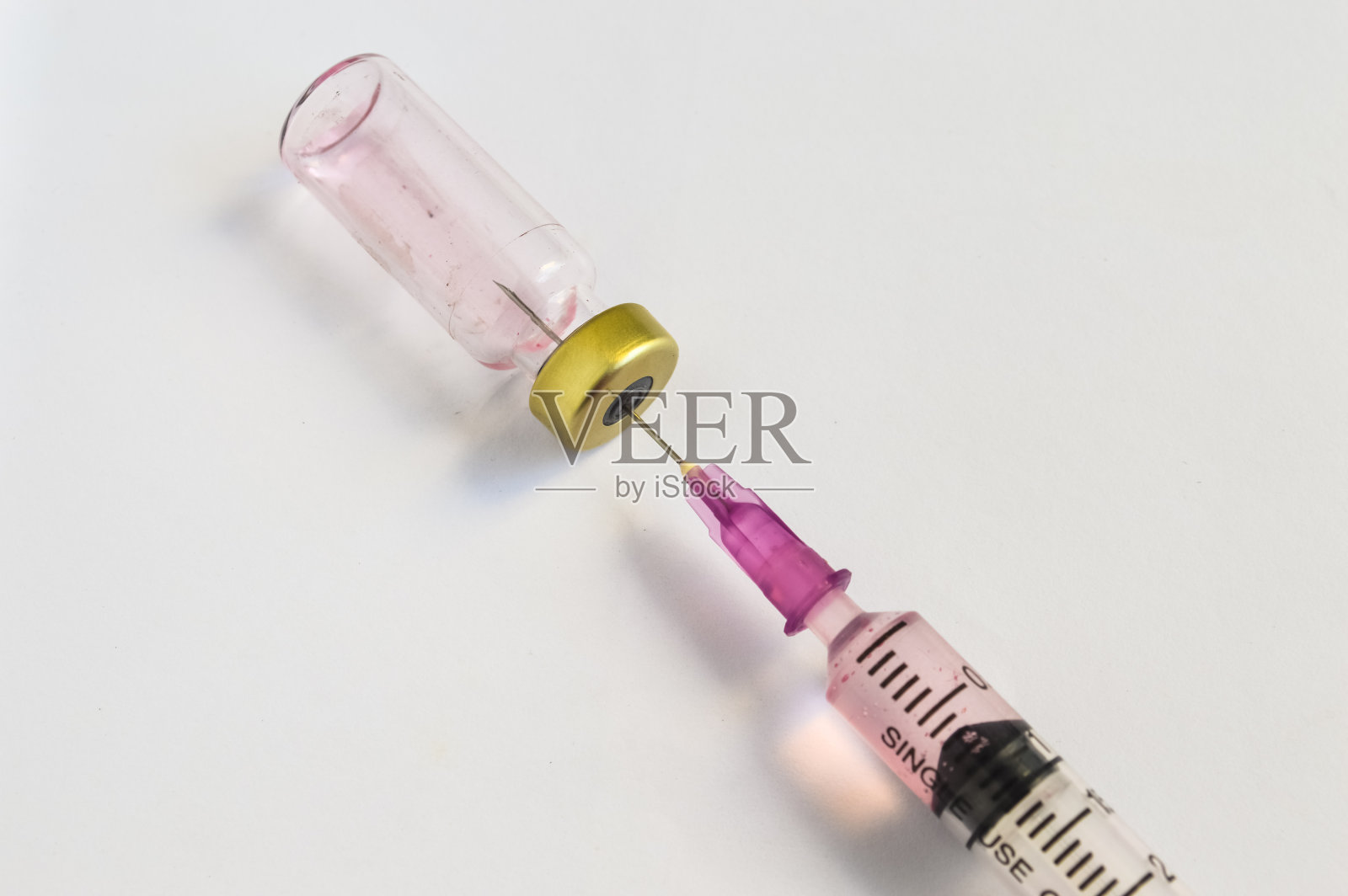 带注射器的疫苗瓶照片摄影图片