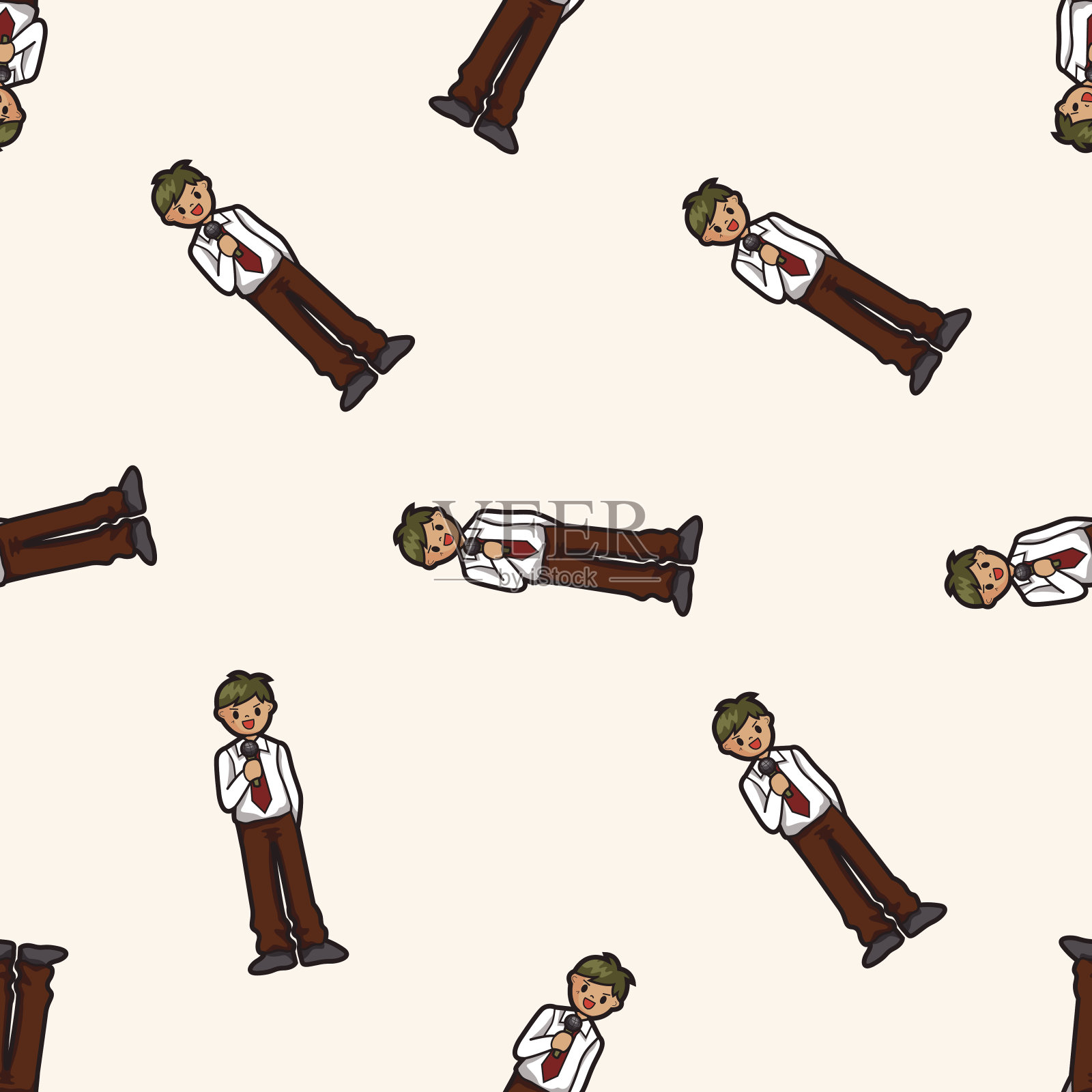 记者兼摄影师,卡通无缝图案背景插画图片素材