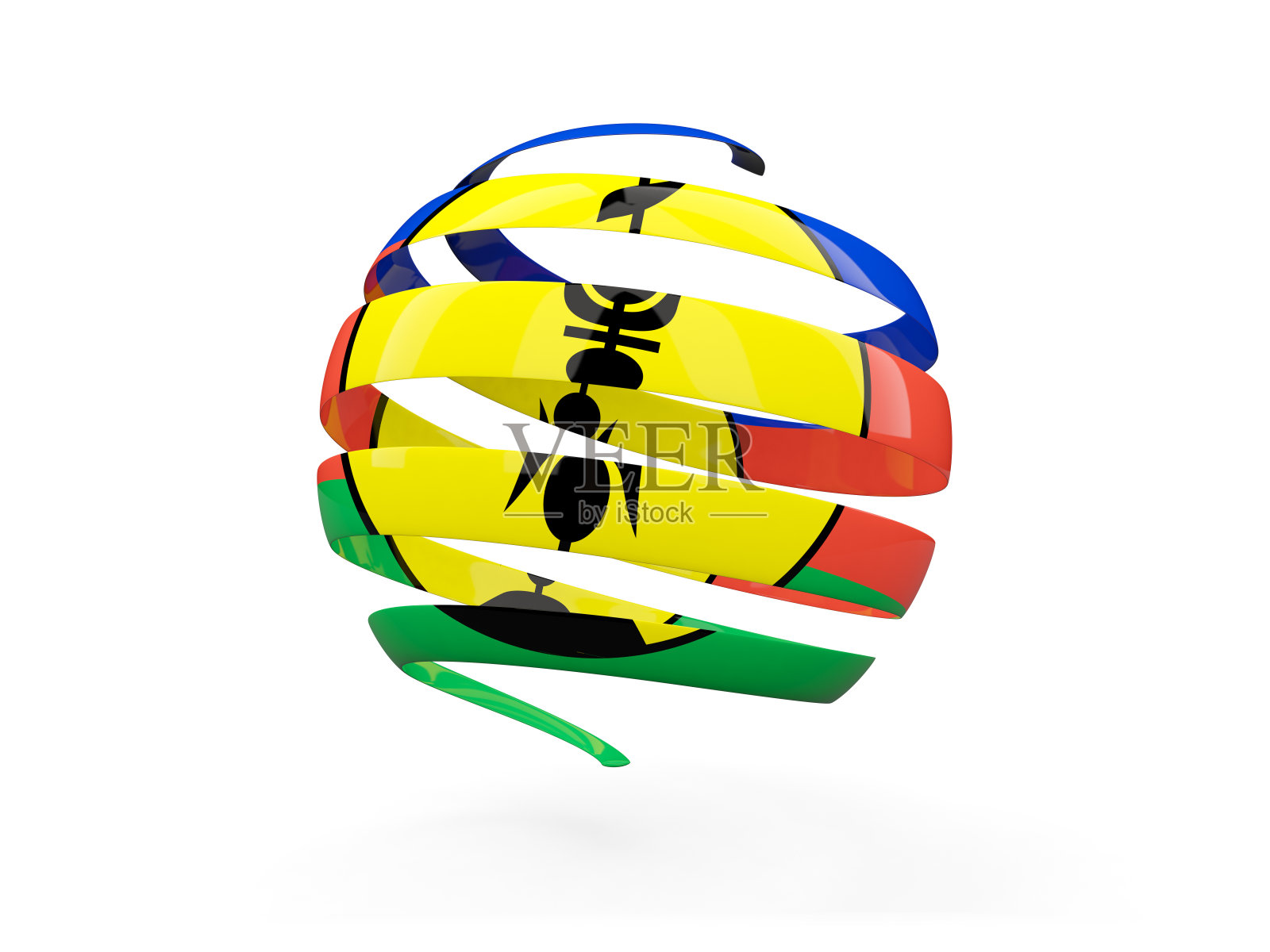 新喀里多尼亚旗帜,圆形图标照片摄影图片