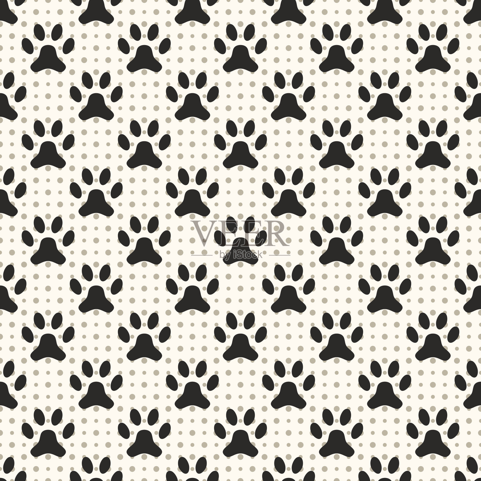 无缝动物爪印和斑点图案。无尽的textur插画图片素材