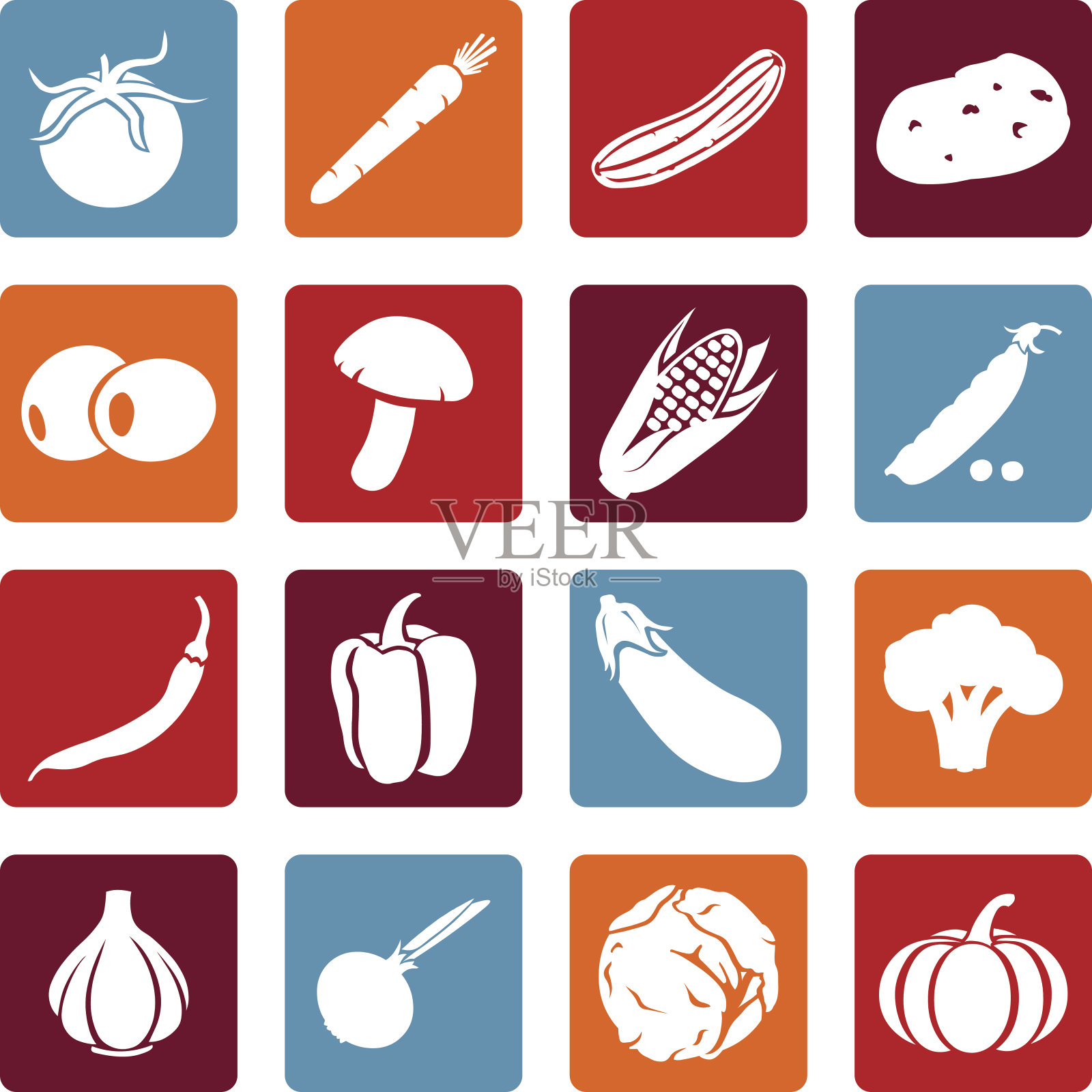 向量蔬菜图标集插画图片素材