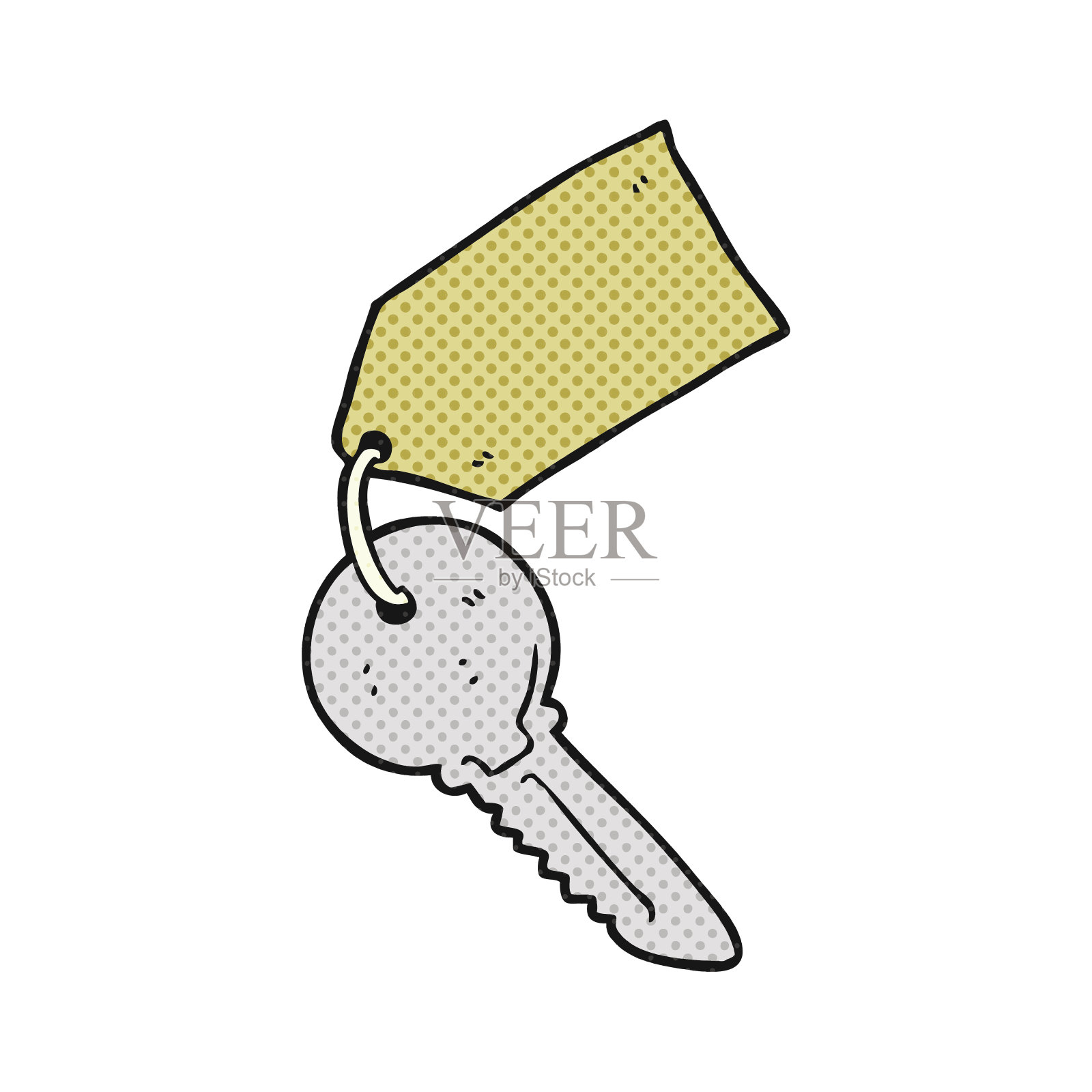 带标签的卡通键插画图片素材