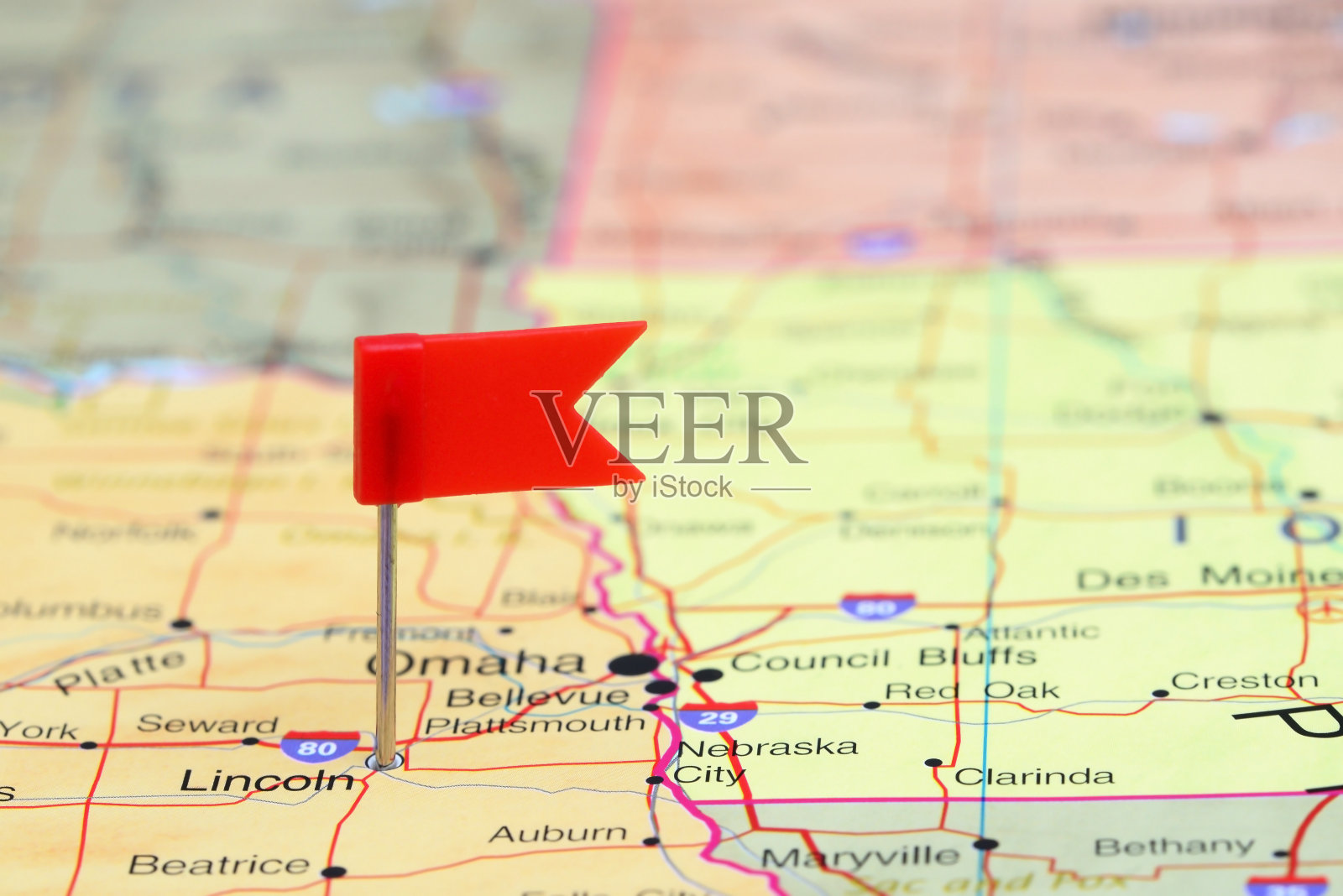 林肯被钉在美国地图上照片摄影图片