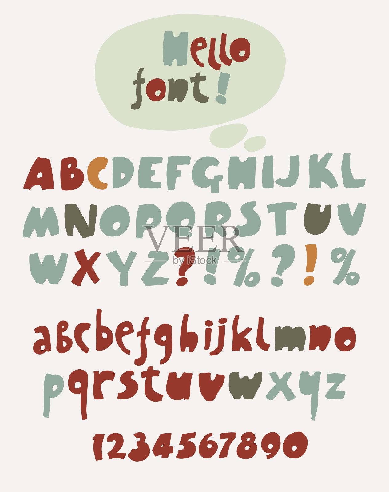 手绘复古颜色字体。矢量插图。插画图片素材