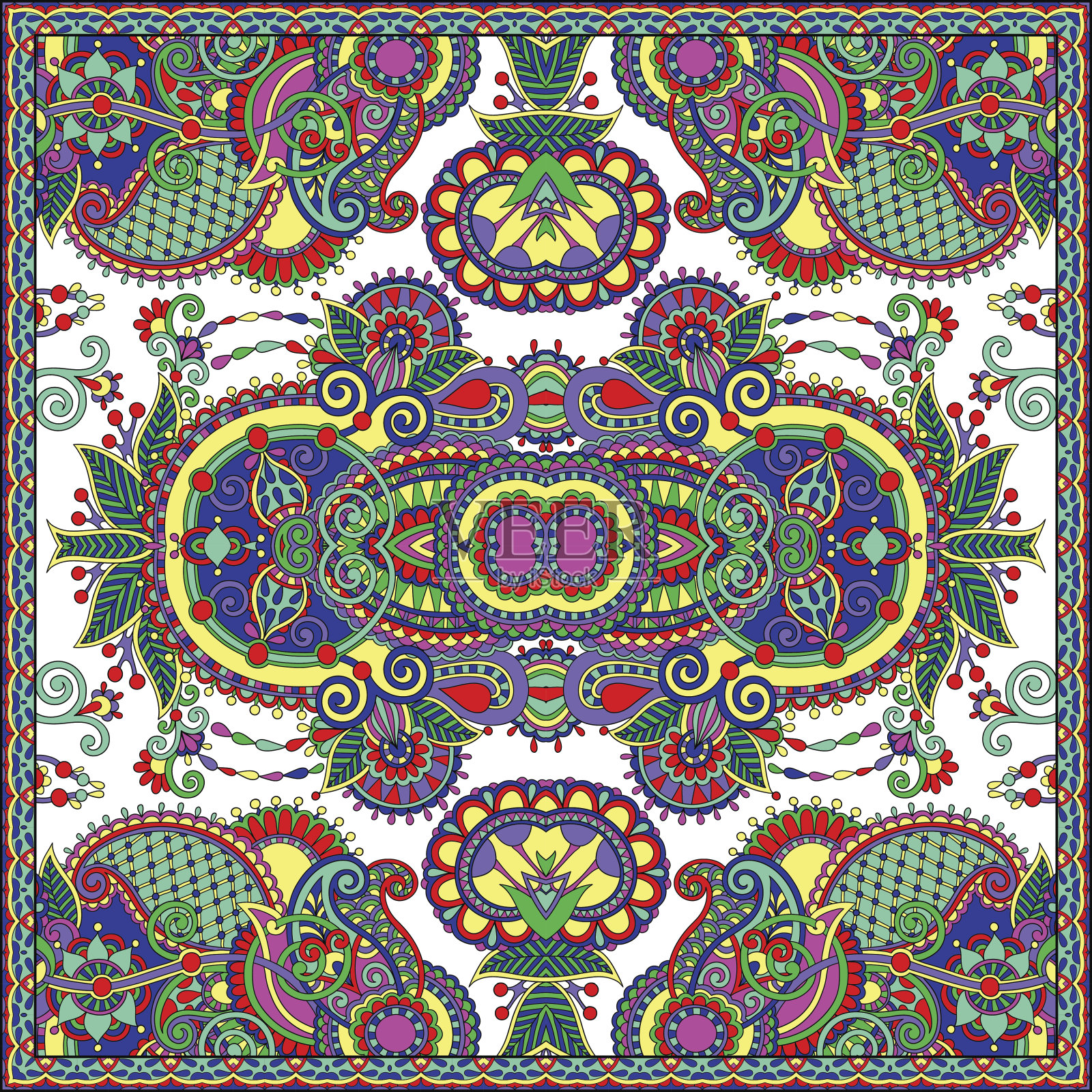 丝质围巾或方巾图案设计插画图片素材