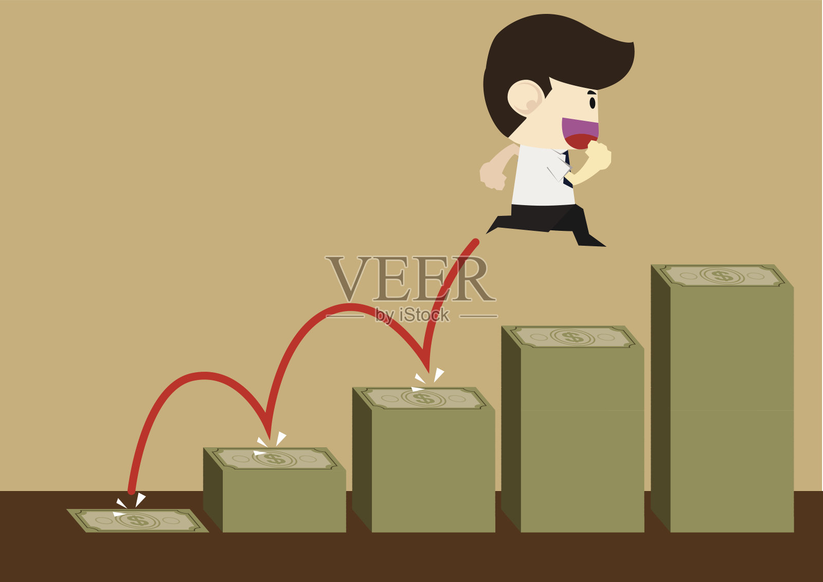 男人跳跃银行插画图片素材