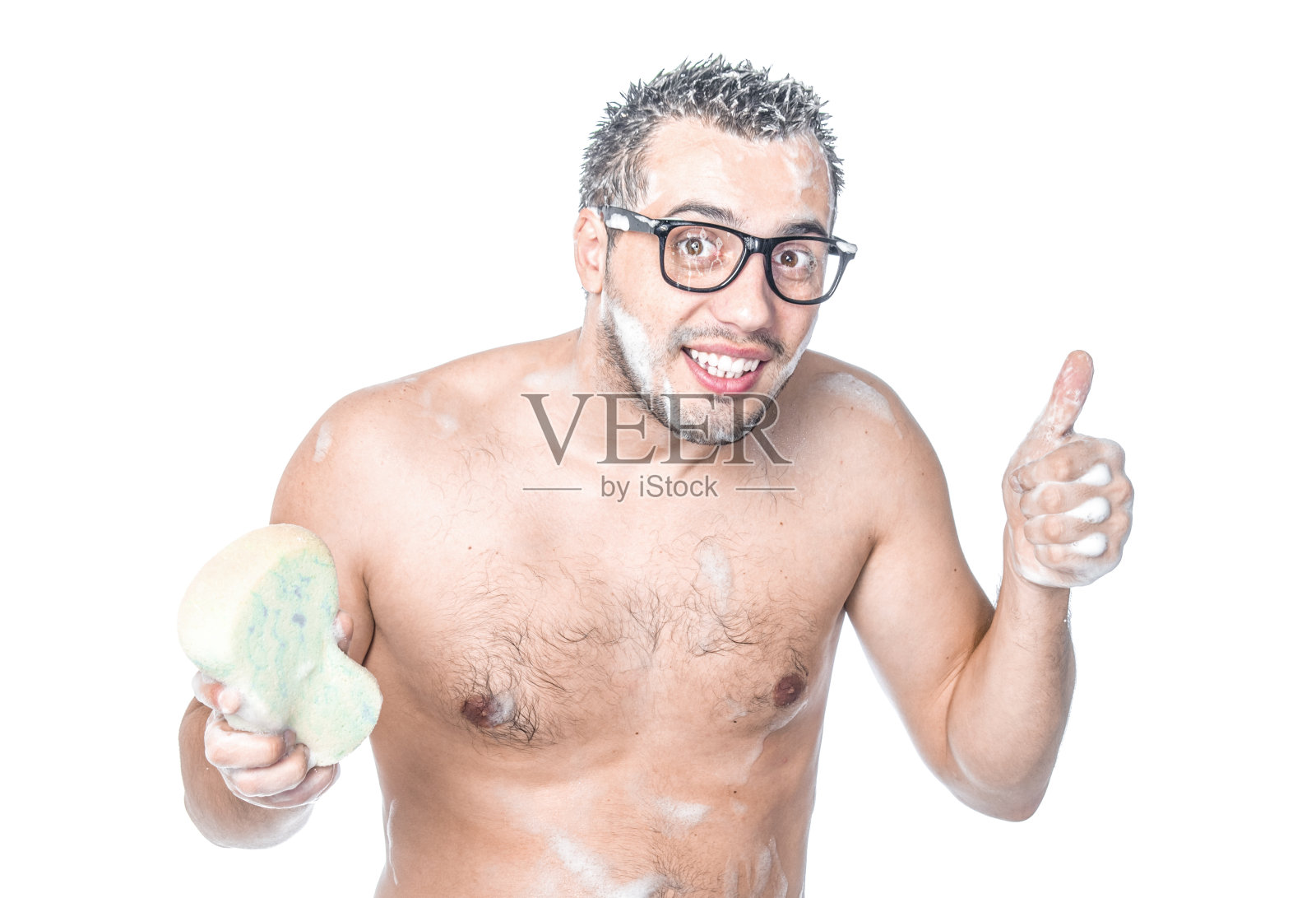 有趣的人洗澡照片摄影图片