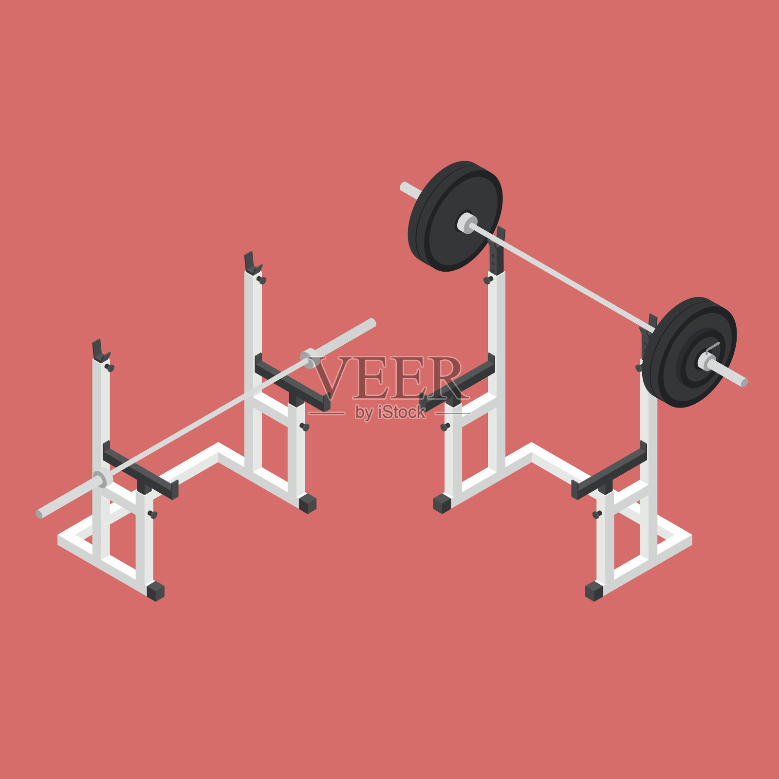 杠铃深蹲。插画图片素材