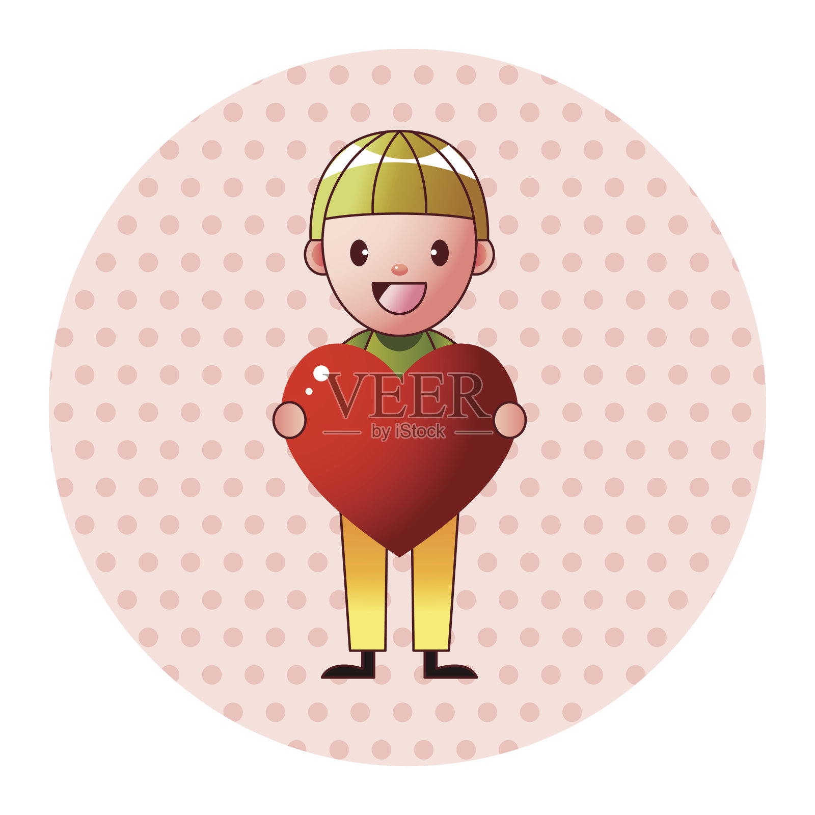 带有心形主题元素的小孩插画图片素材